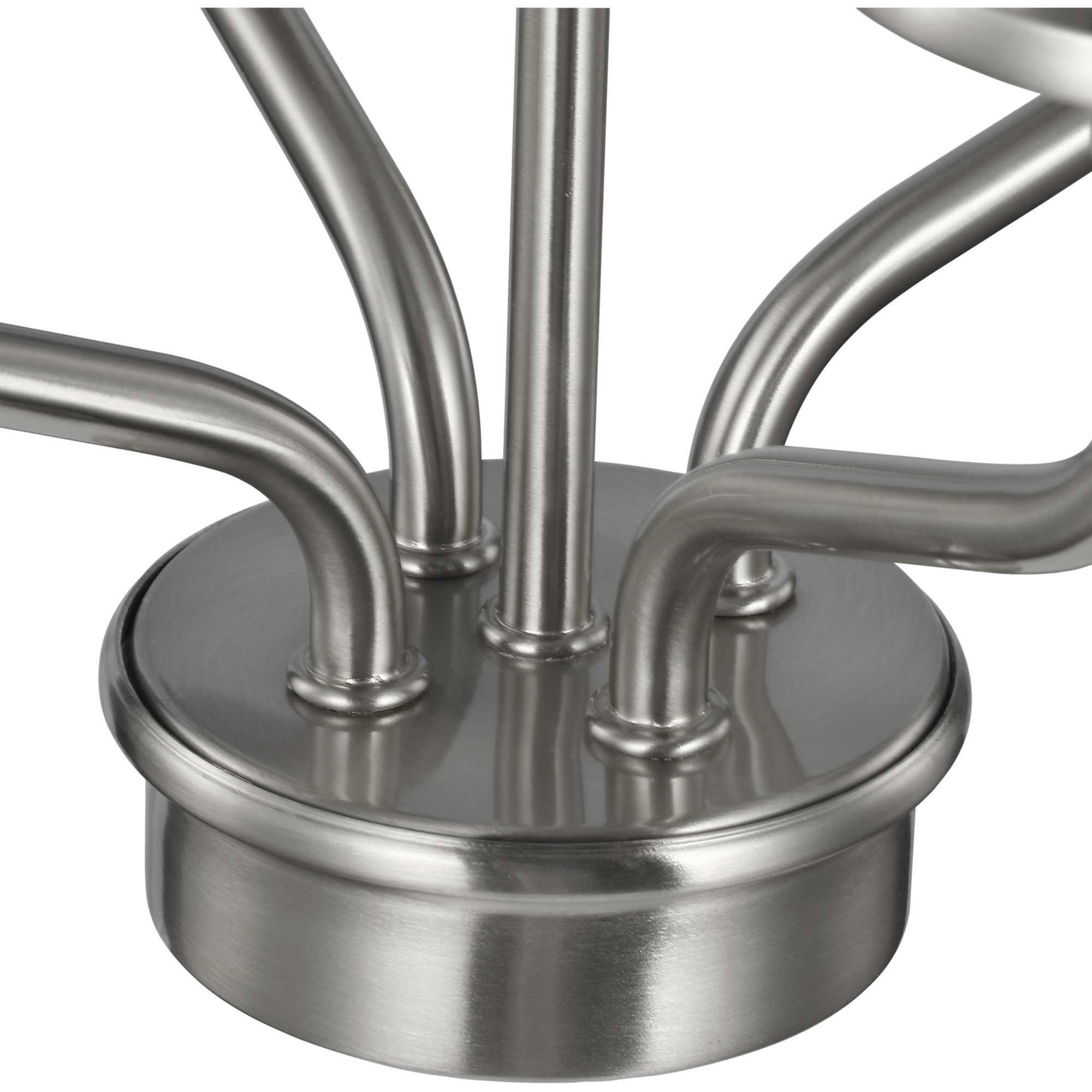 Shown in Brushed Nickel finish and White Linen glass