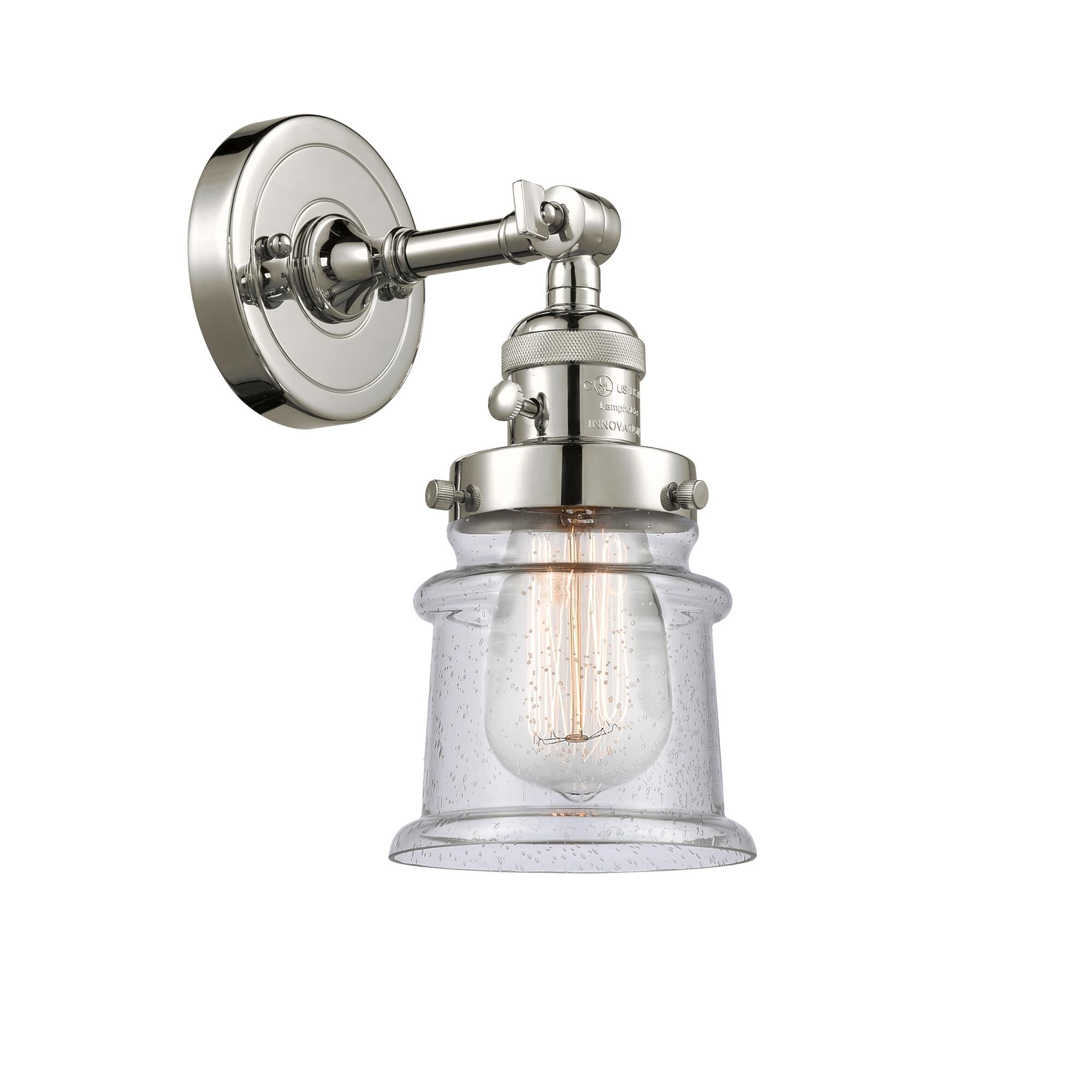 Shown in Polished Nickel finish and Seedy glass