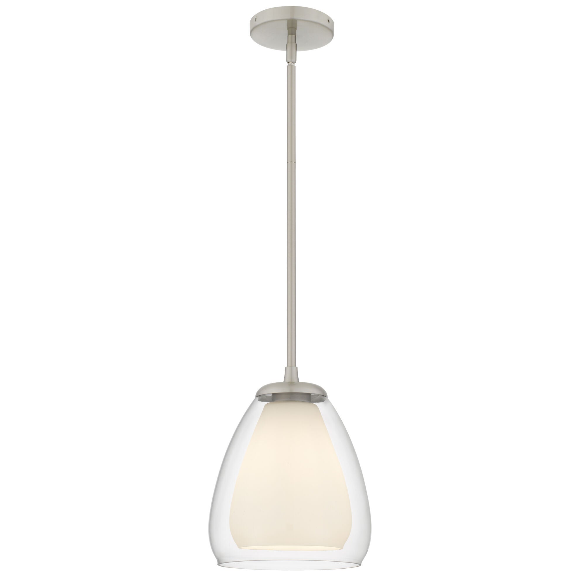 Shown in Brushed Nickel finish and Clear Glass, Opal Etched Glass shade