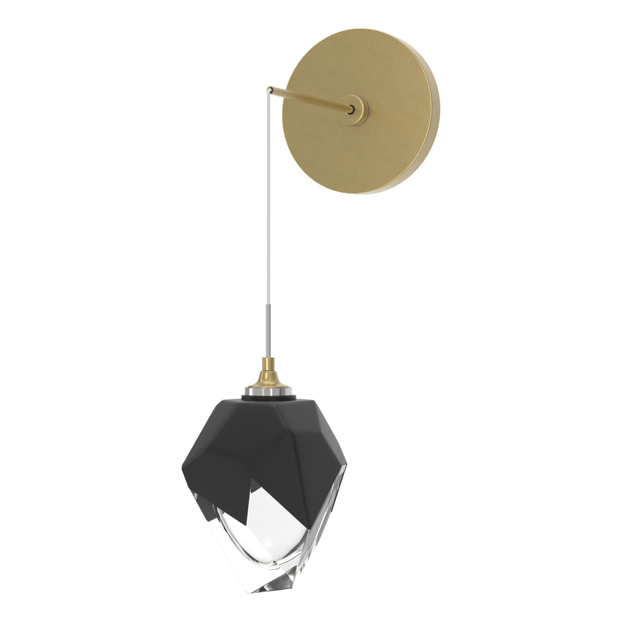 Shown in Modern Brass finish and Black glass and Black Glass shade