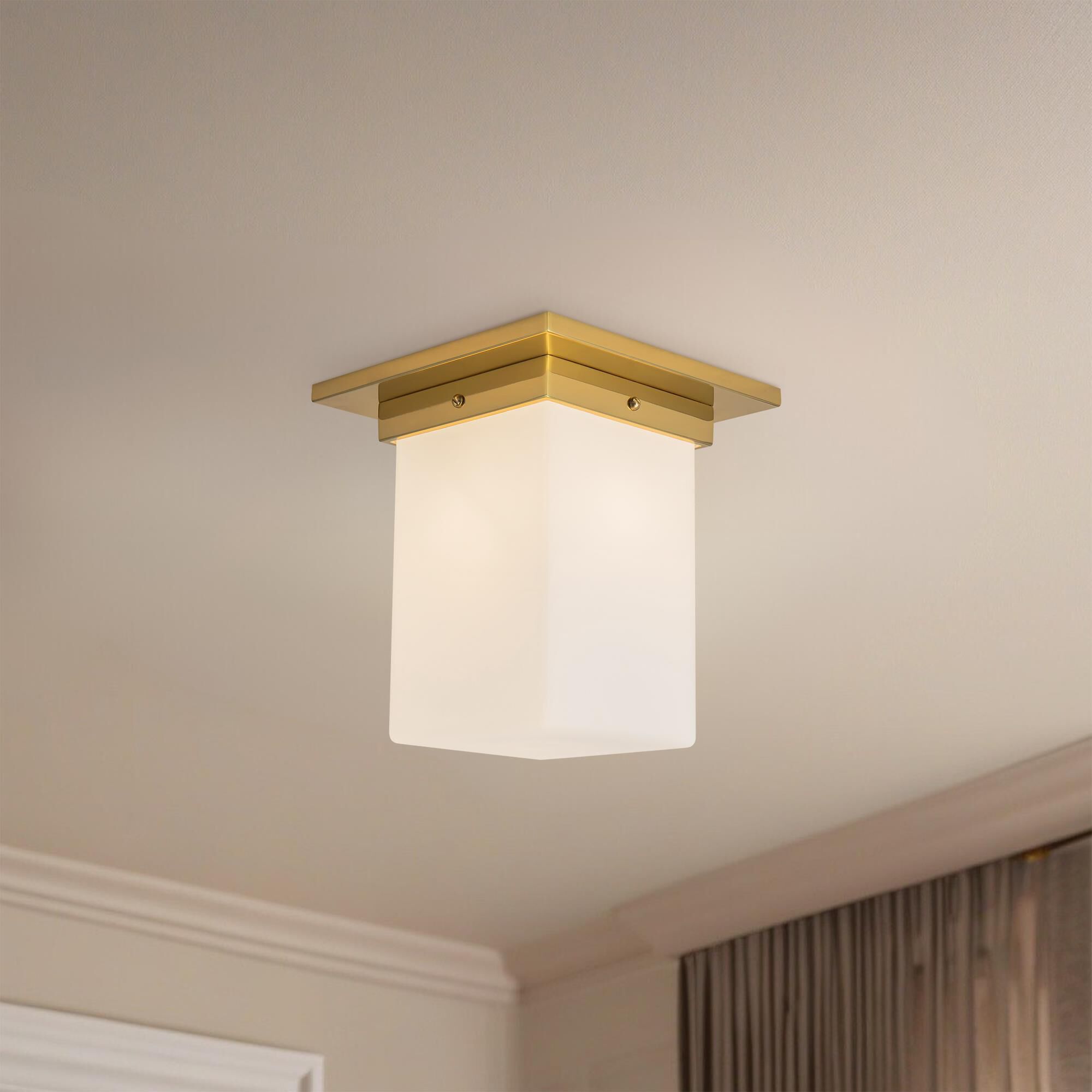 Shown in Patina Brass finish and Matte Opal glass