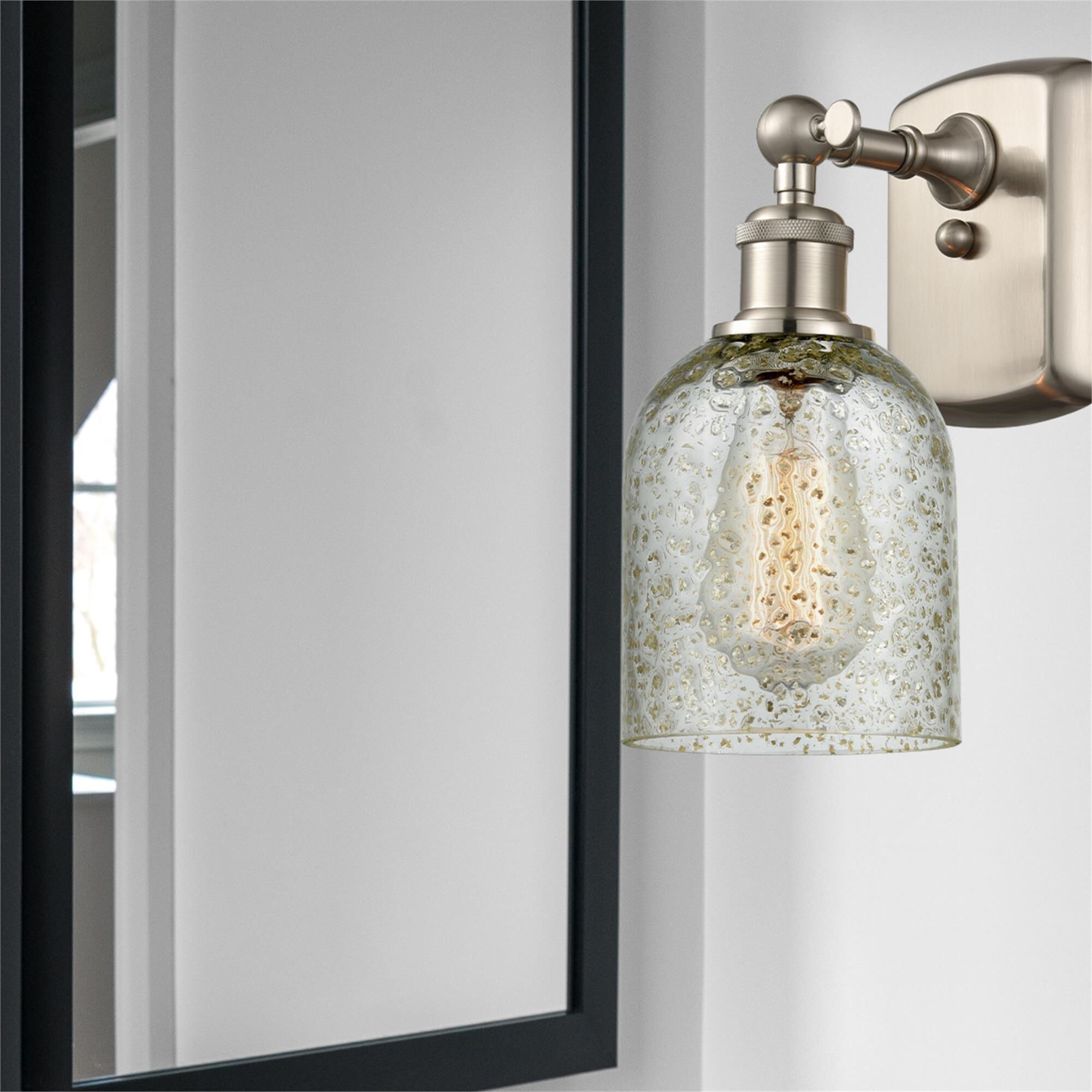 Shown in Brushed Satin Nickel finish and Mica glass