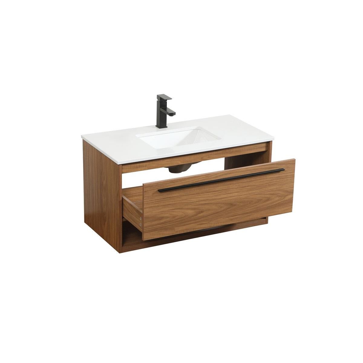 Shown in Walnut Brown finish and Without Backsplash accent