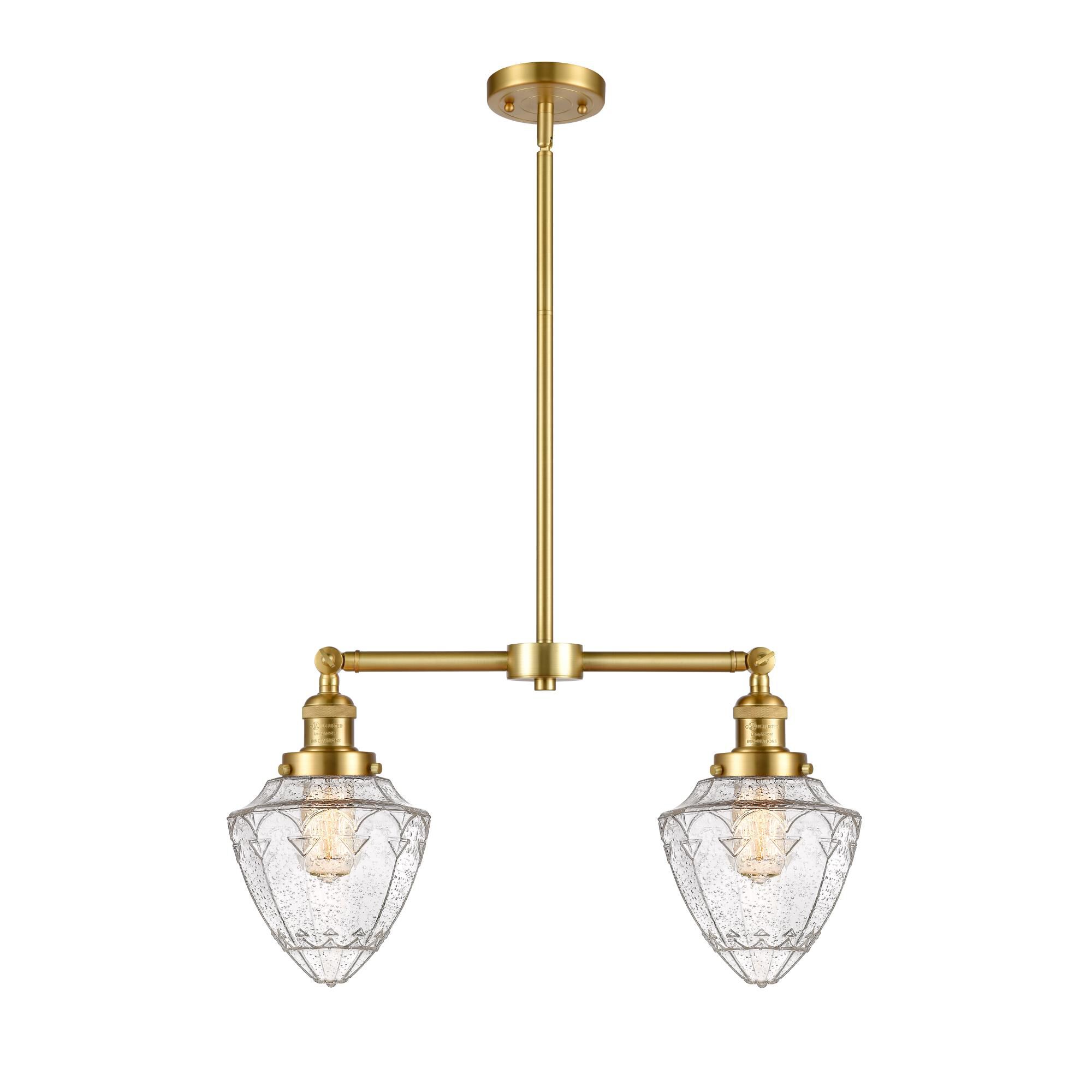 Shown in Satin Gold finish and Seedy Small Bullet glass