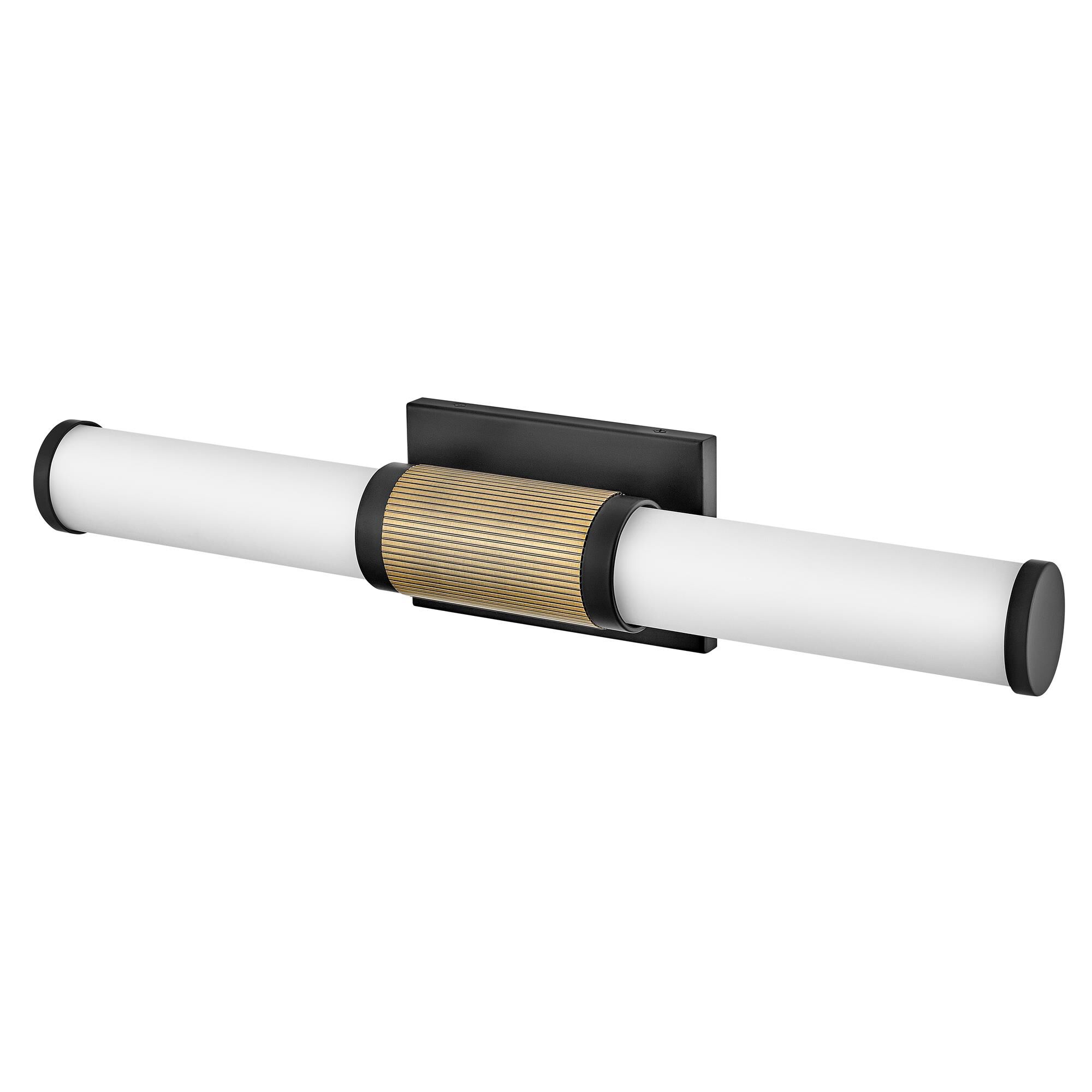 Shown in Black with Lacquered Brass Accents finish and Etched Opal glass