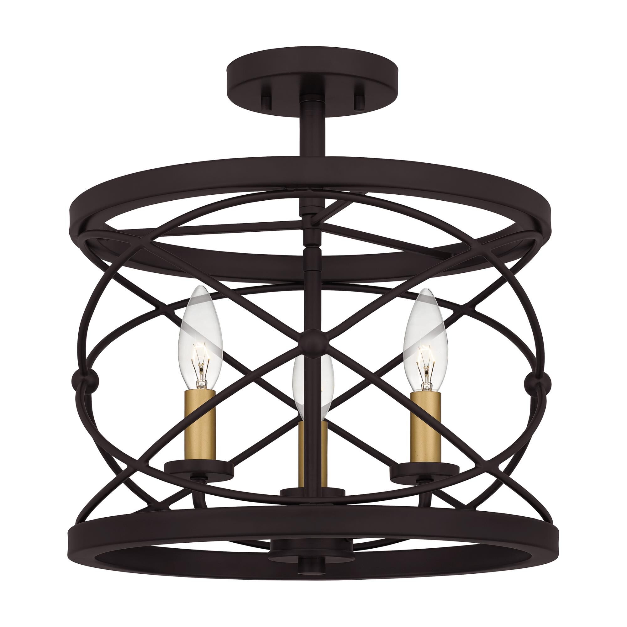 Potts 14 Inch 3 Light Semi Flush Mount by Quoizel