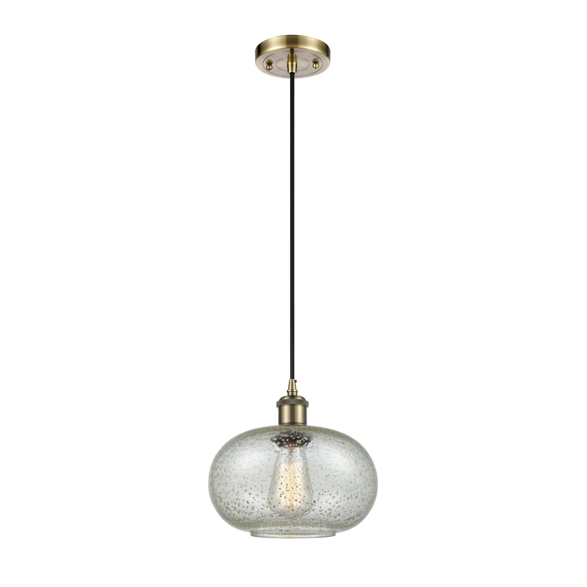 Shown in Antique Brass finish and Sphere glass and Glass shade