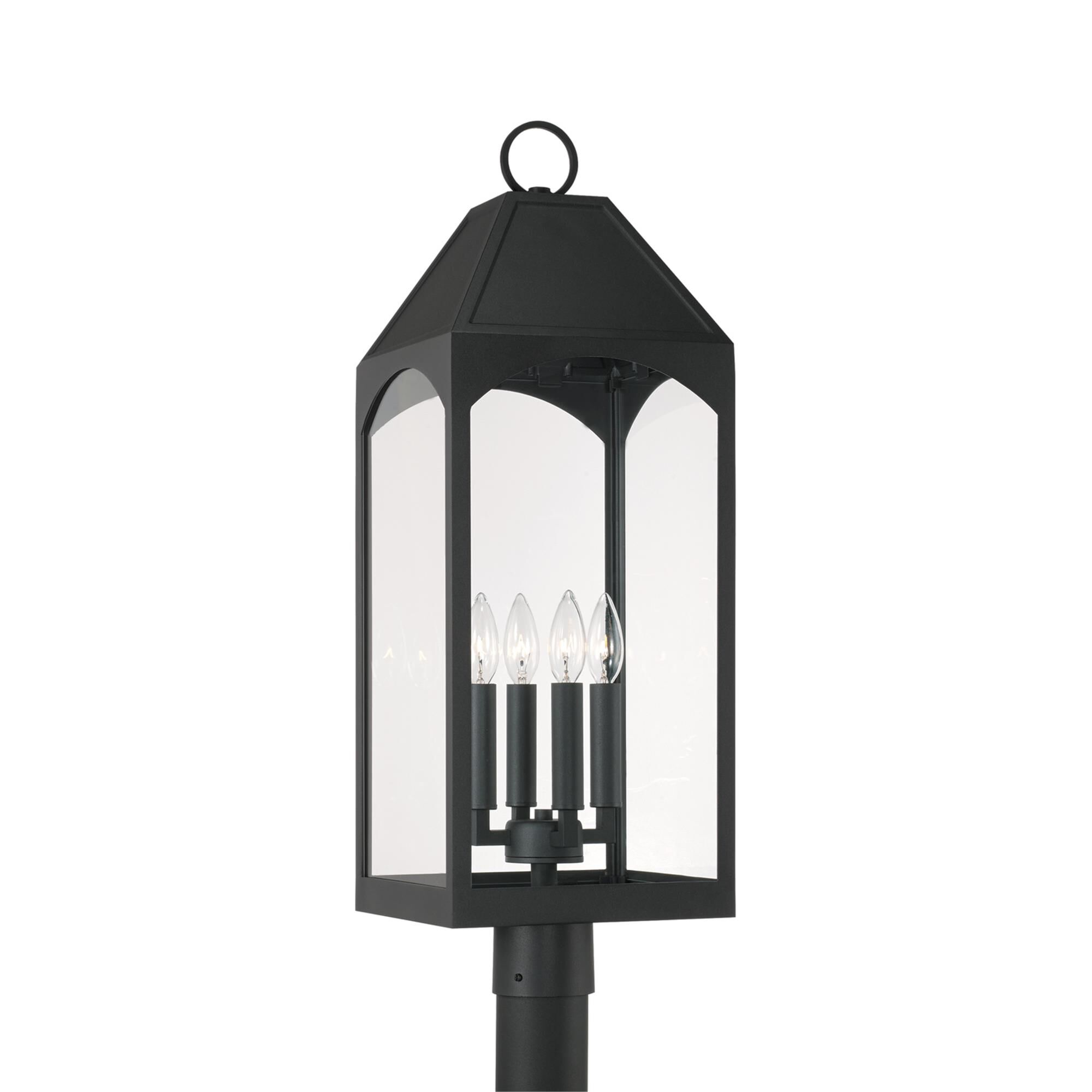 Shown in Black finish and Clear glass