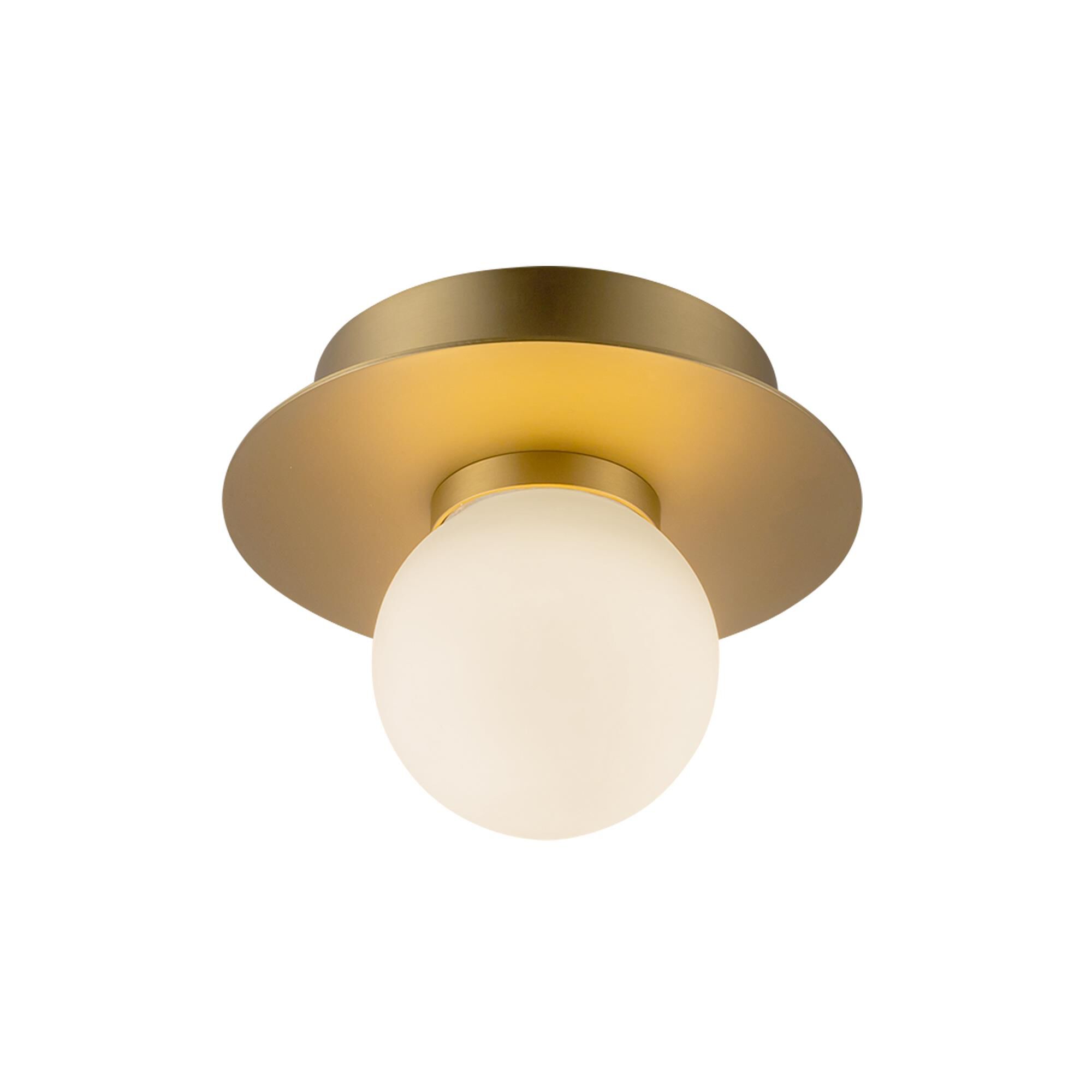 Shown in Brushed Gold finish and Opal glass