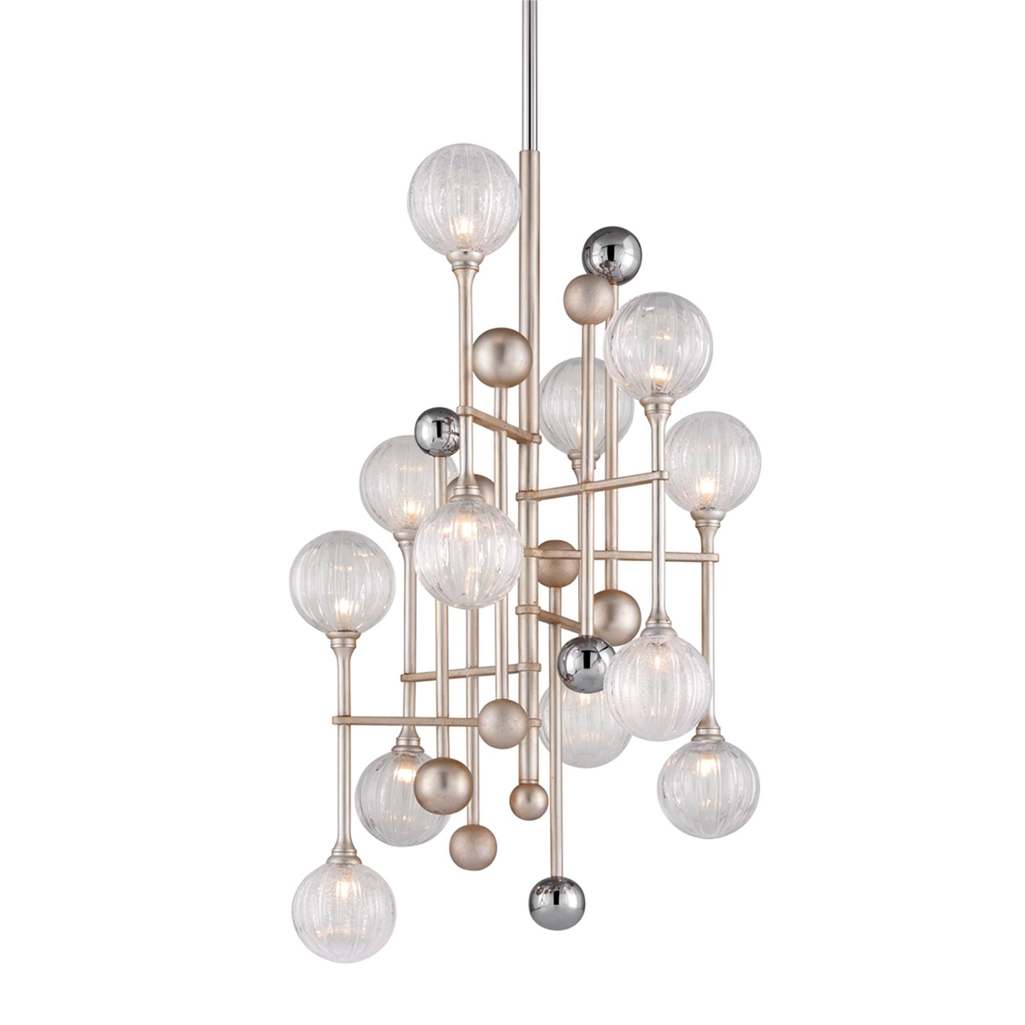 Shown in Silver Leaf With Polished Chrome Accents finish and Clear, Clear Seeded glass