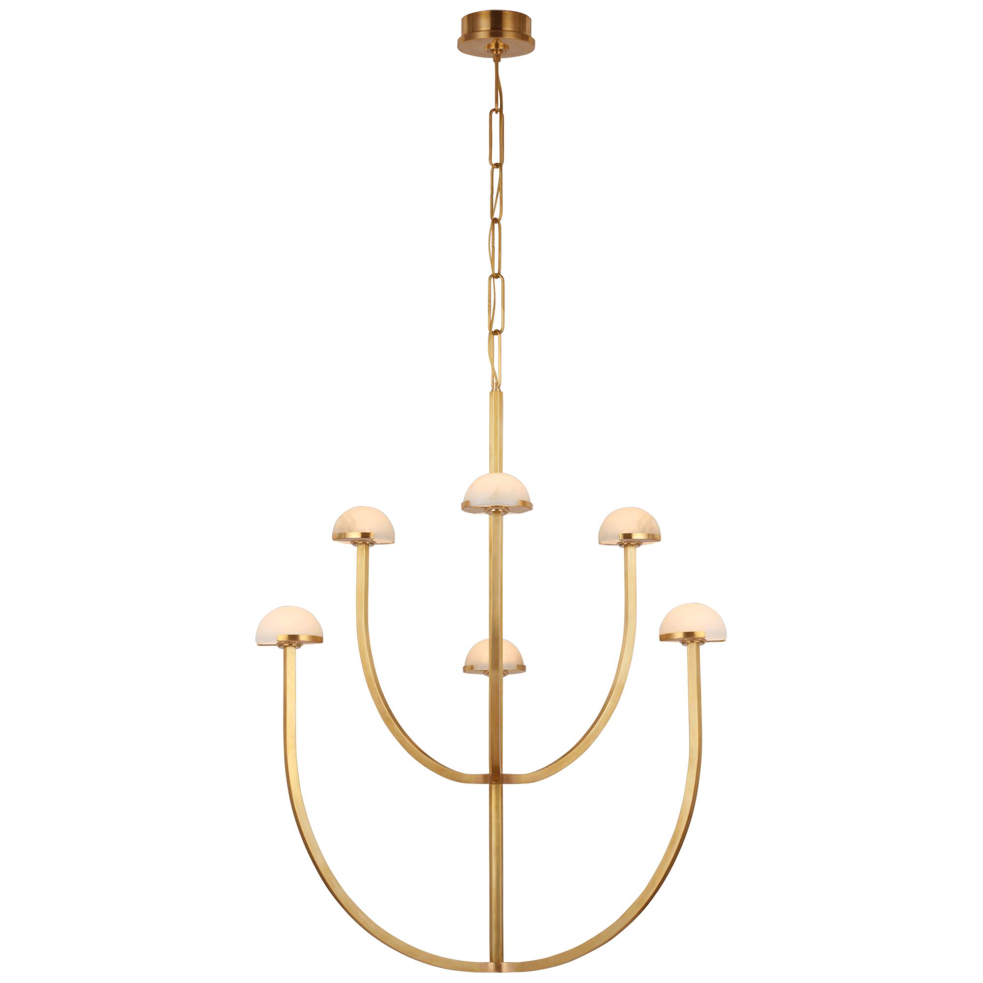 Shown in Antique-Burnished Brass finish and Alabaster shade
