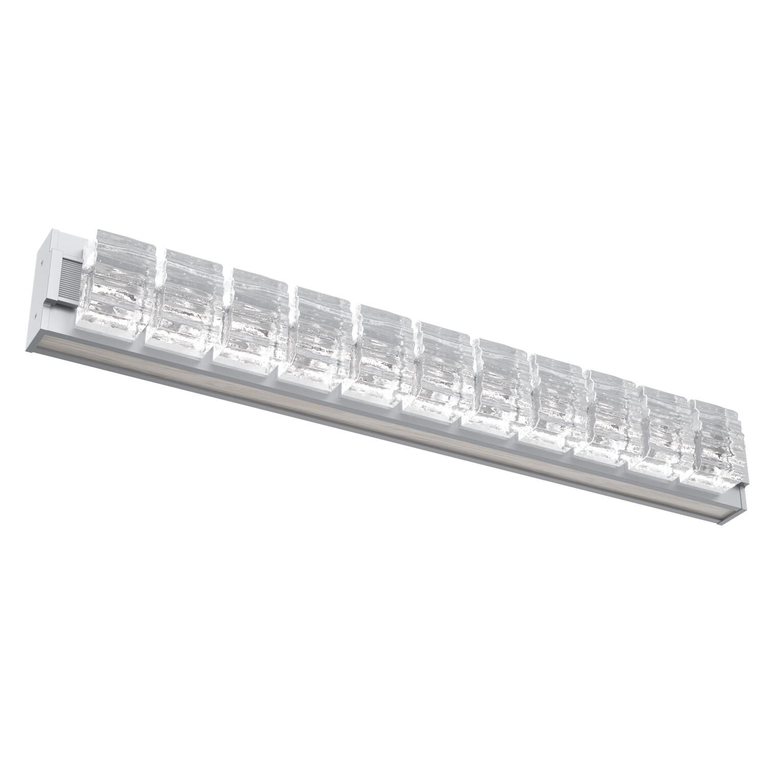 Shown in Classic Silver finish and Clear Ribbed glass and Light Oak accent