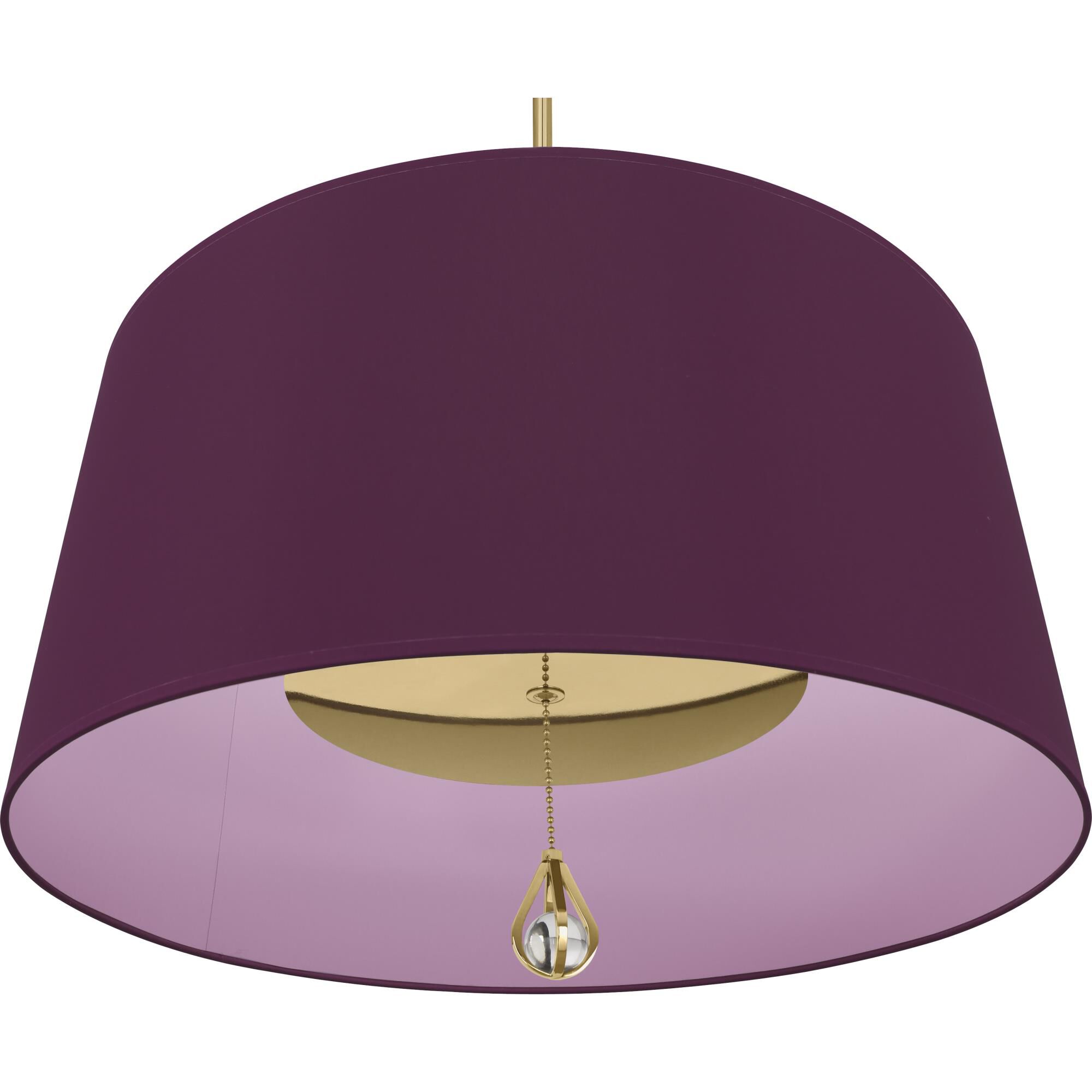 Shown in Modern Brass finish and Greenhow Grape Fabric With Ludwell Lilac Lining shade