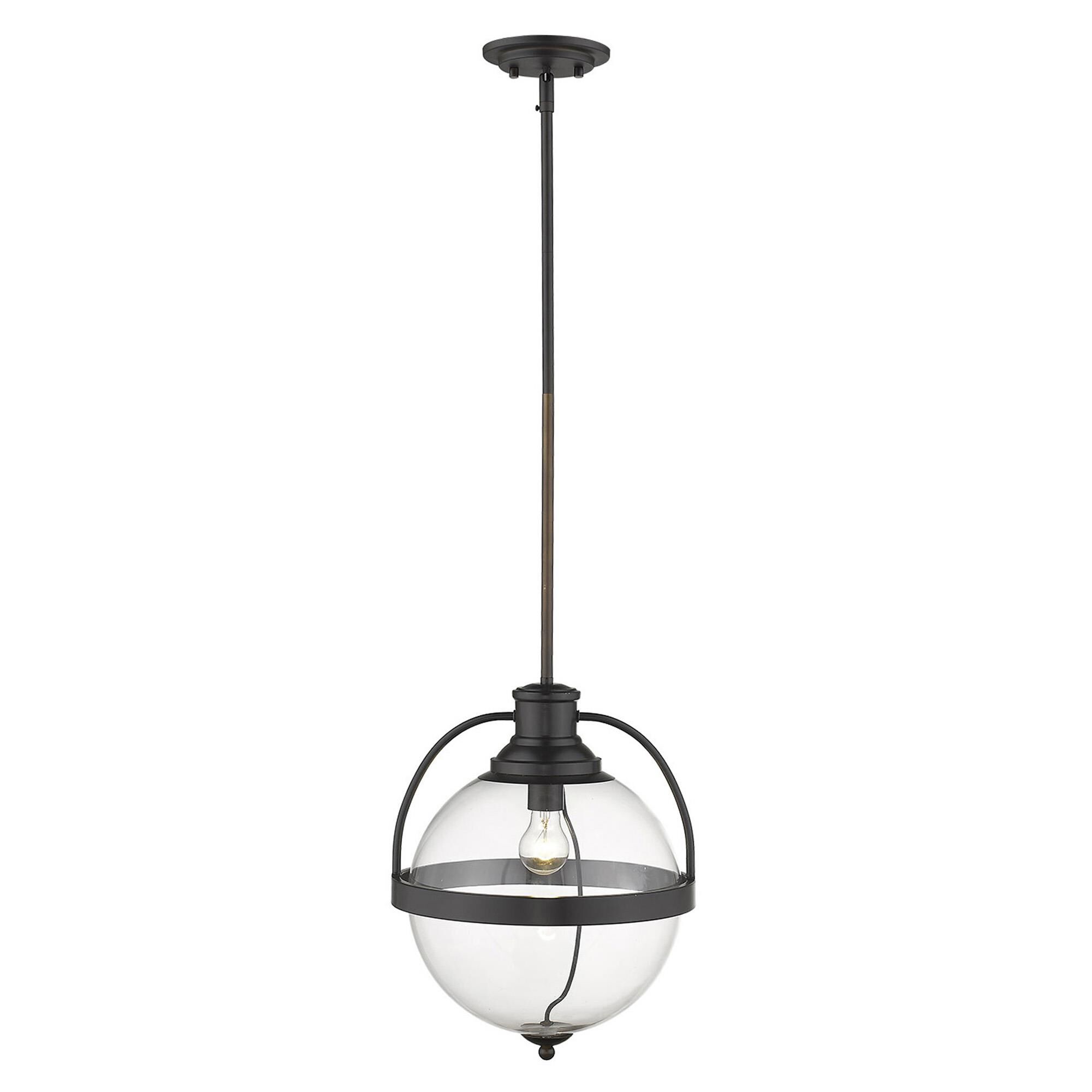 Shown in Oil-Rubbed Bronze finish and Clear glass and Clear, Glass Globe shade