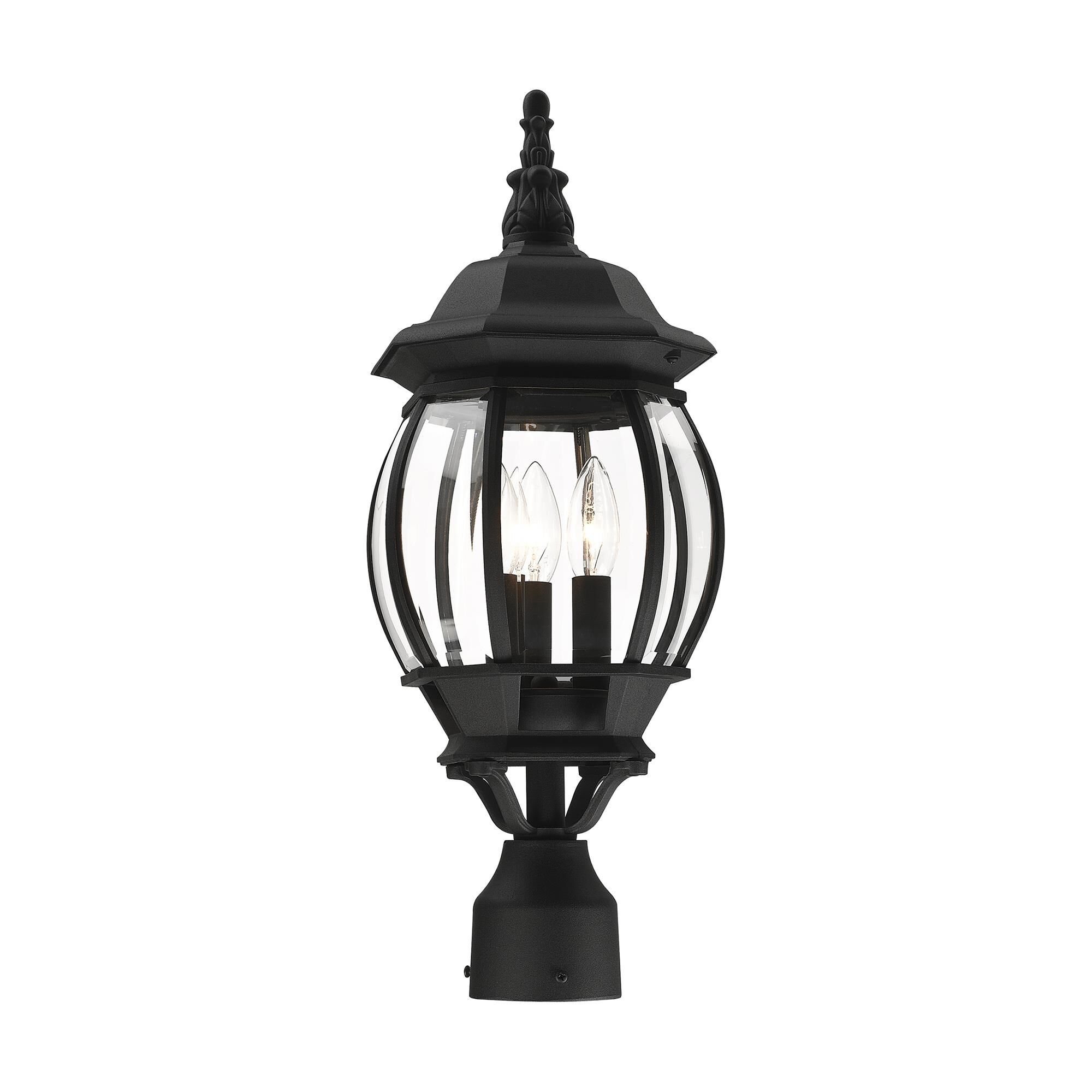 Shown in Textured Black finish and Clear Beveled glass and Clear Beveled Glass shade
