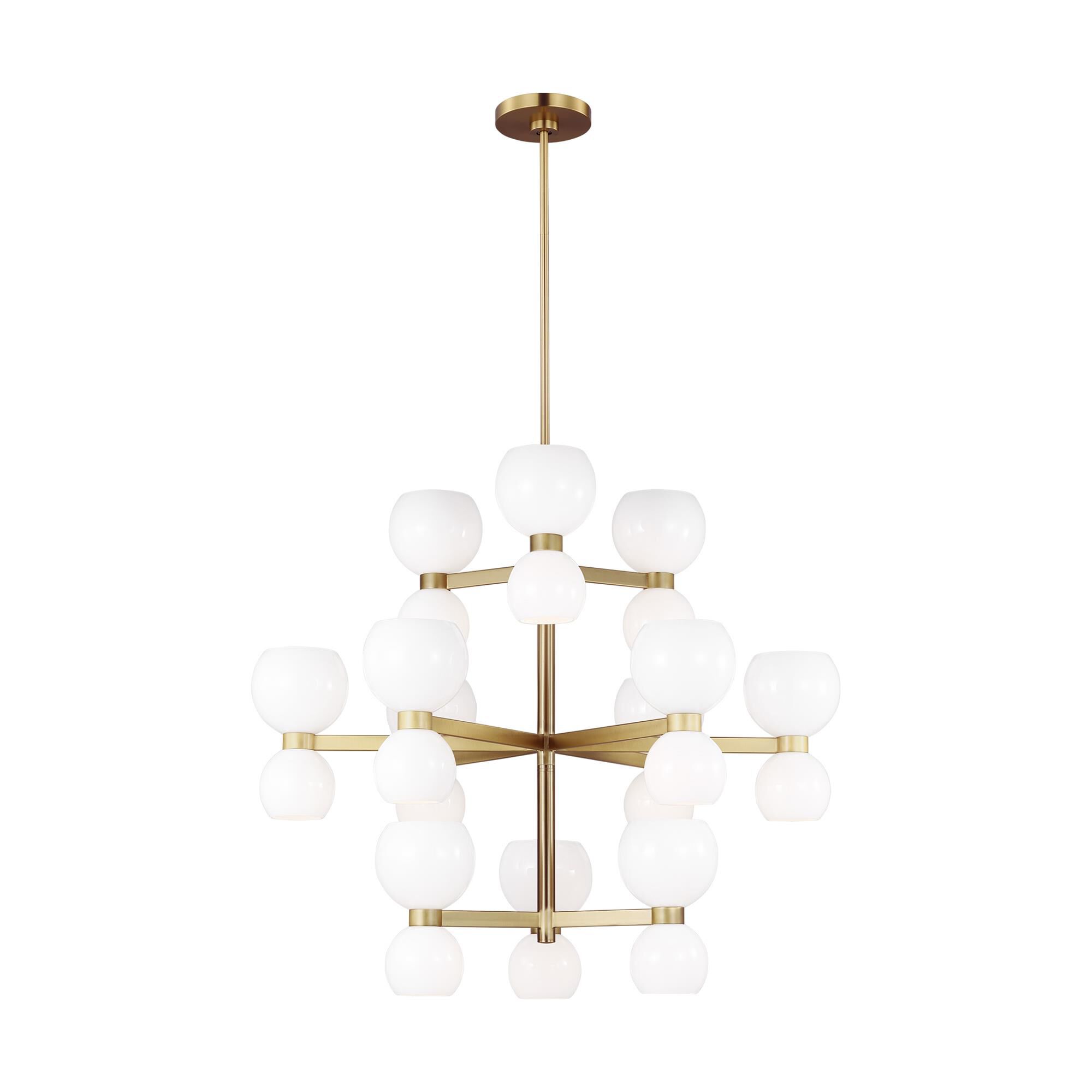 Shown in Burnished Brass finish and Milk White glass