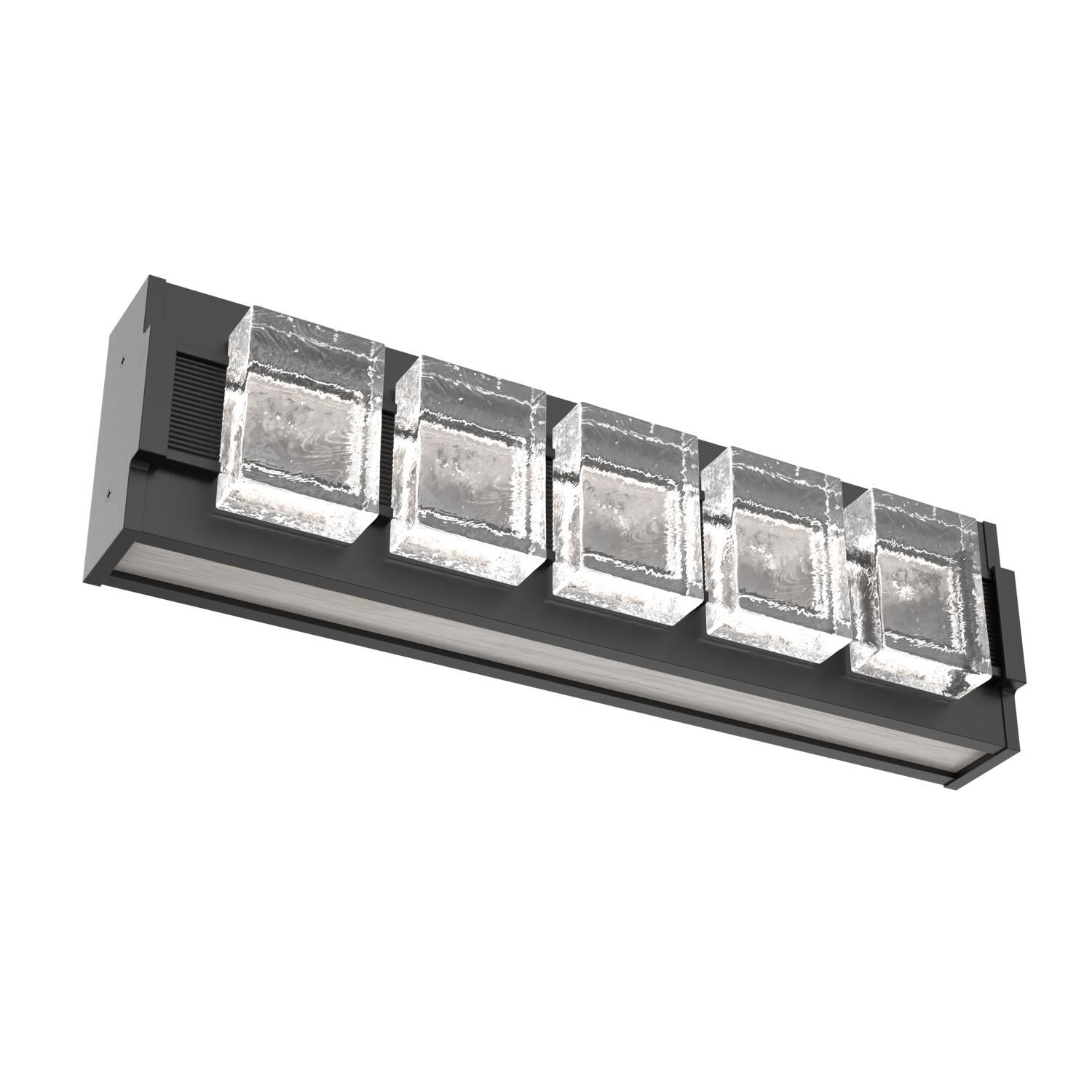 Shown in Matte Black finish and Smooth Seeded glass and Light Oak accent