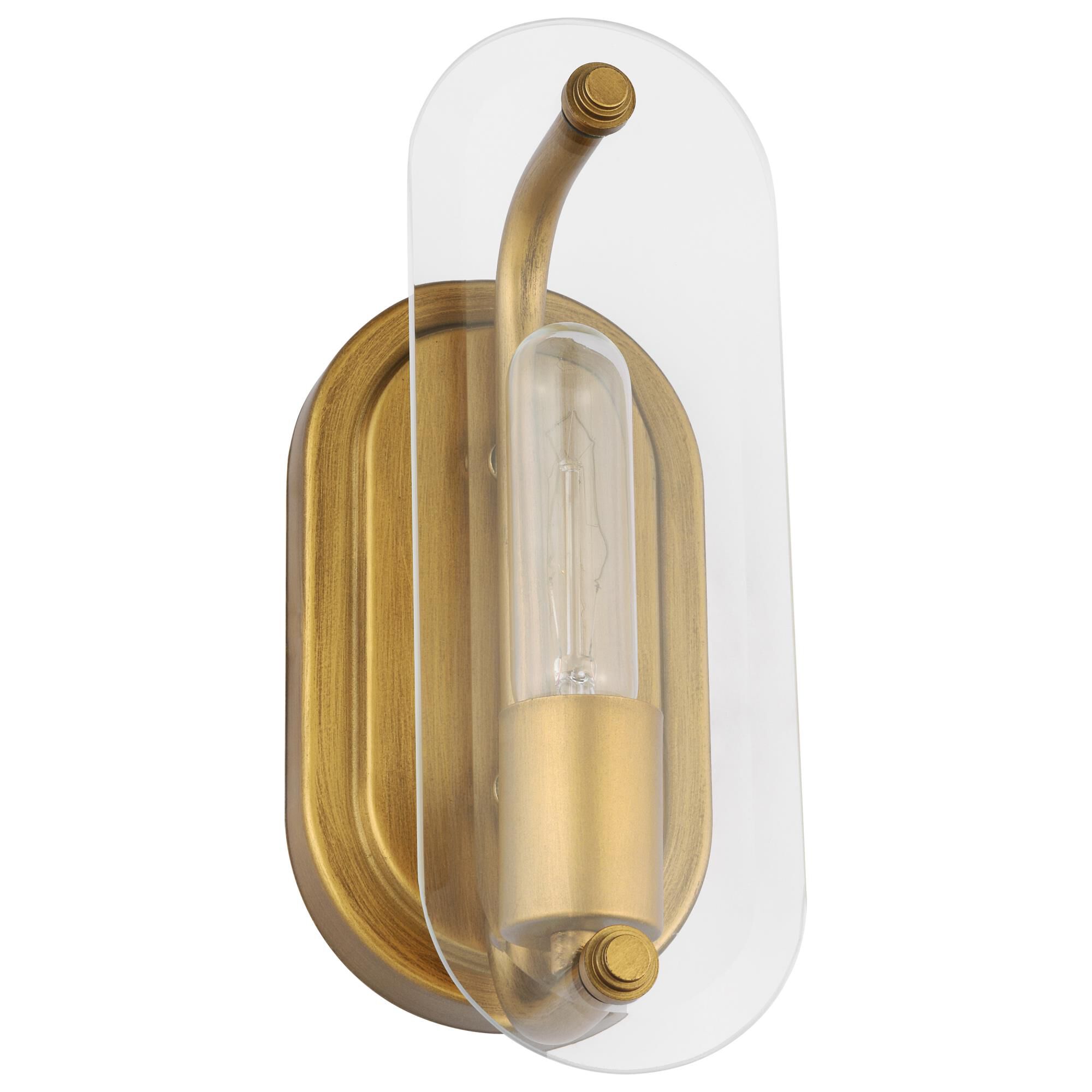 Shown in Natural Brass finish and Clear Beveled glass