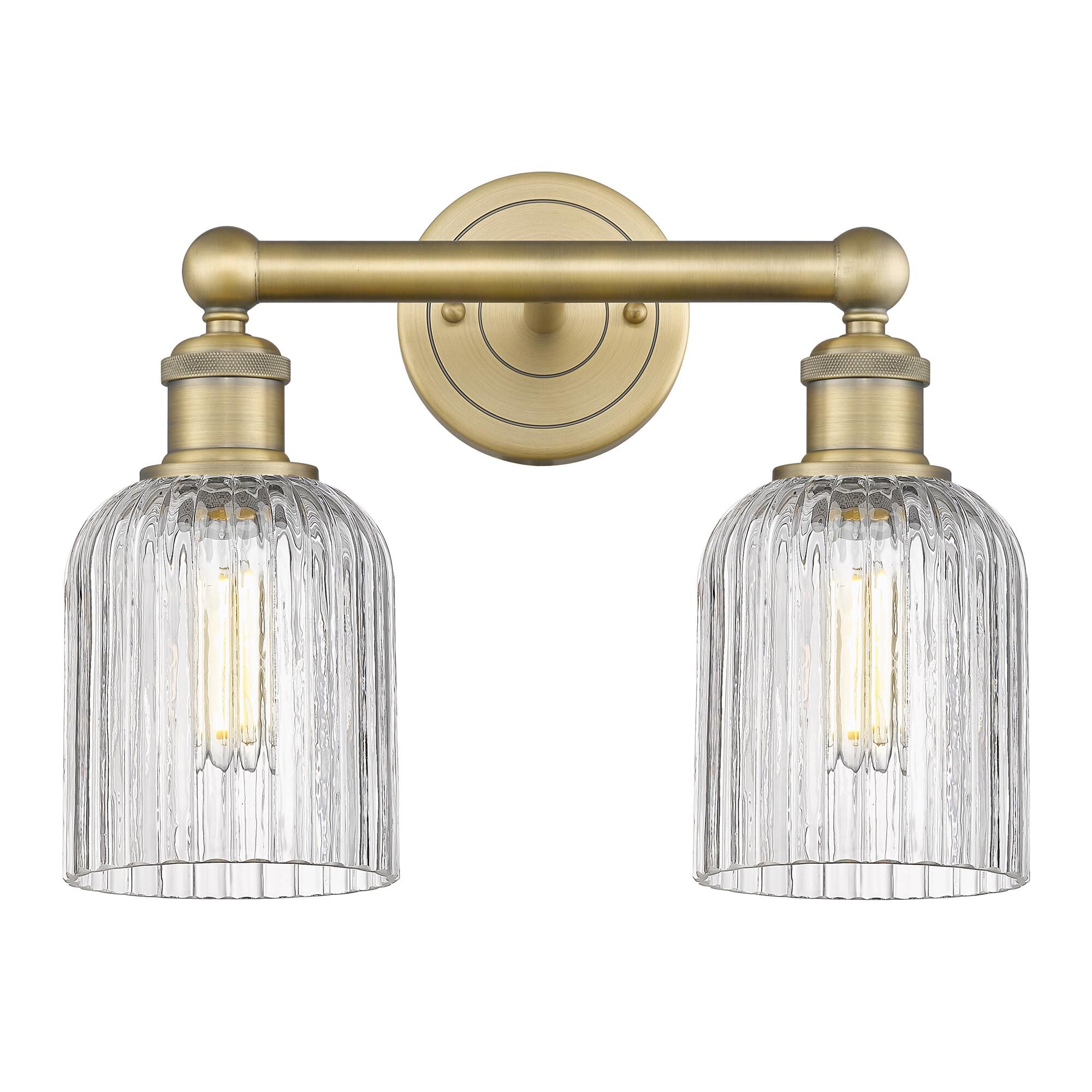 Shown in Brushed Brass finish and Clear glass