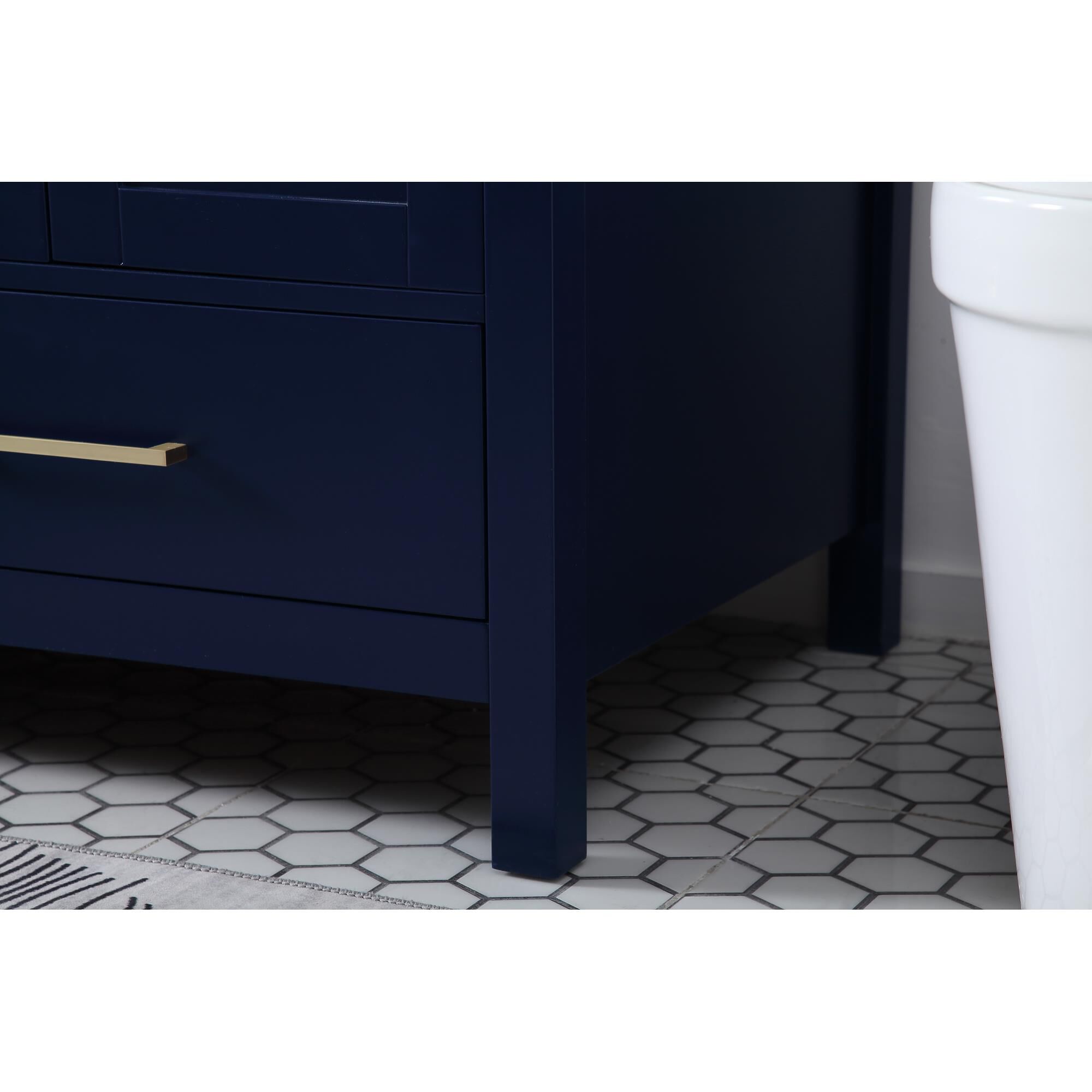 Shown in Blue And Gold With Carrara White Marble finish