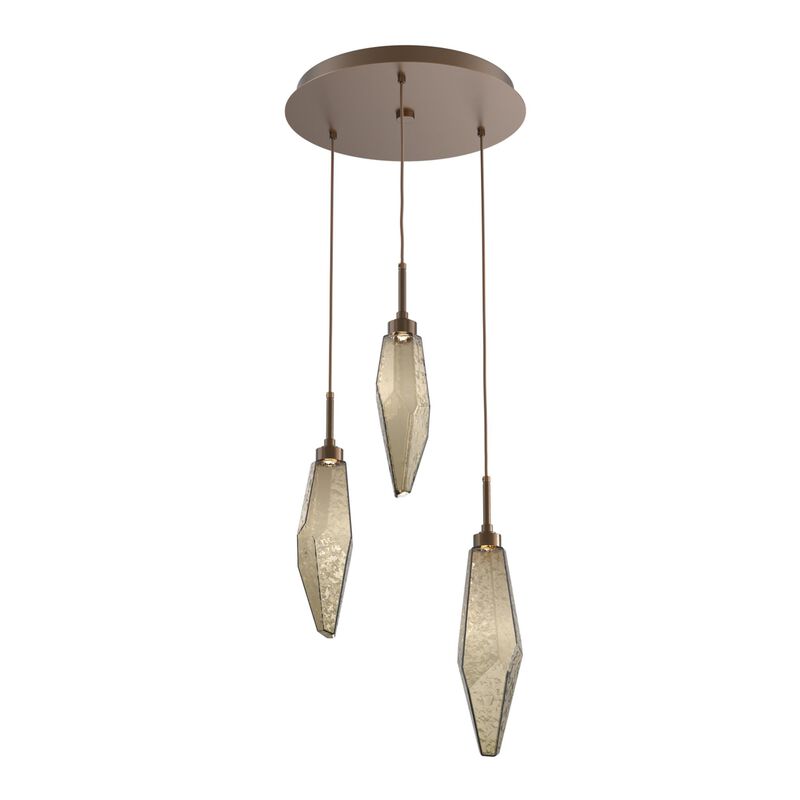 Rock Crystal 17 Inch 3 Light Multi Light Pendant by Hammerton Studio