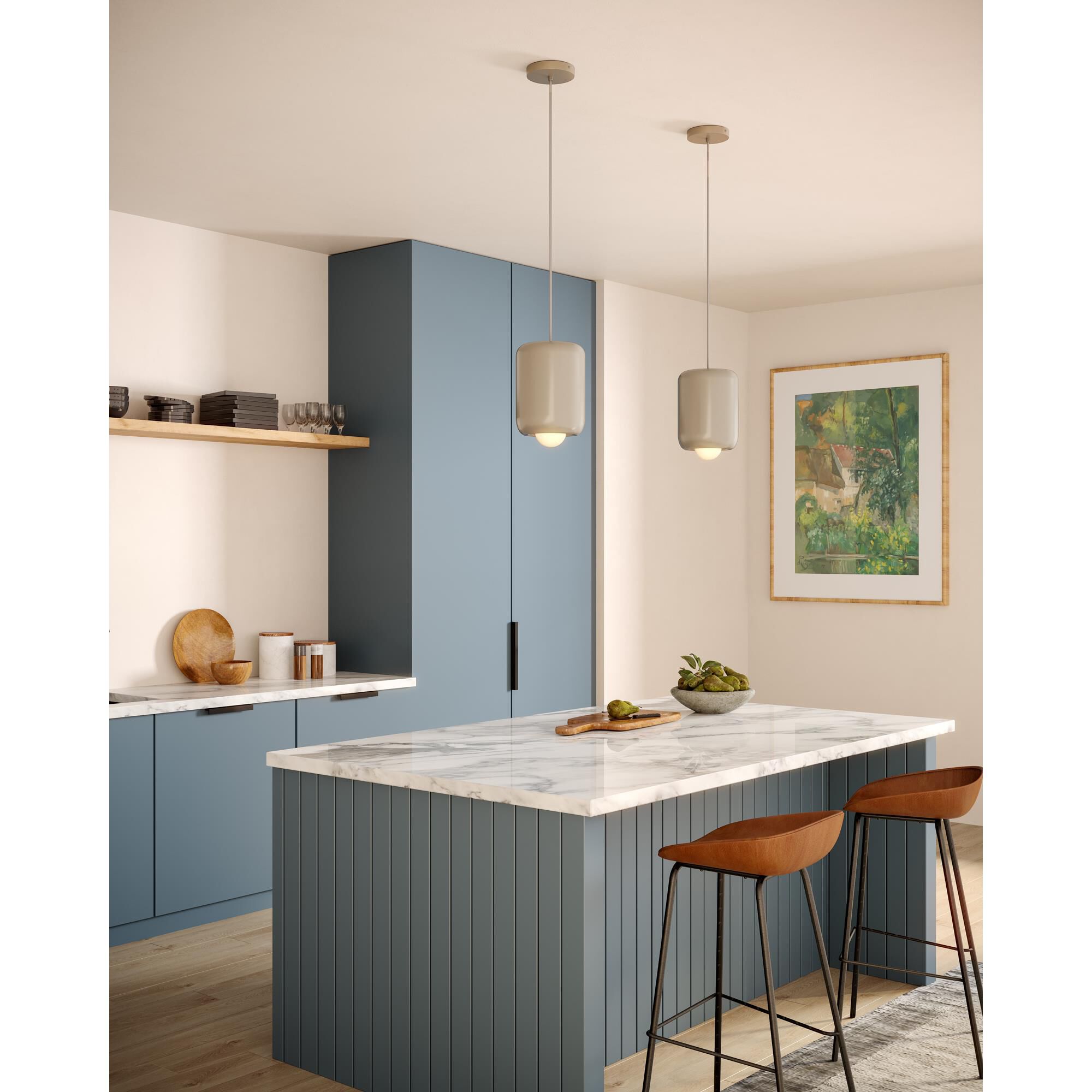 Shown in Pearl White finish and Opal glass