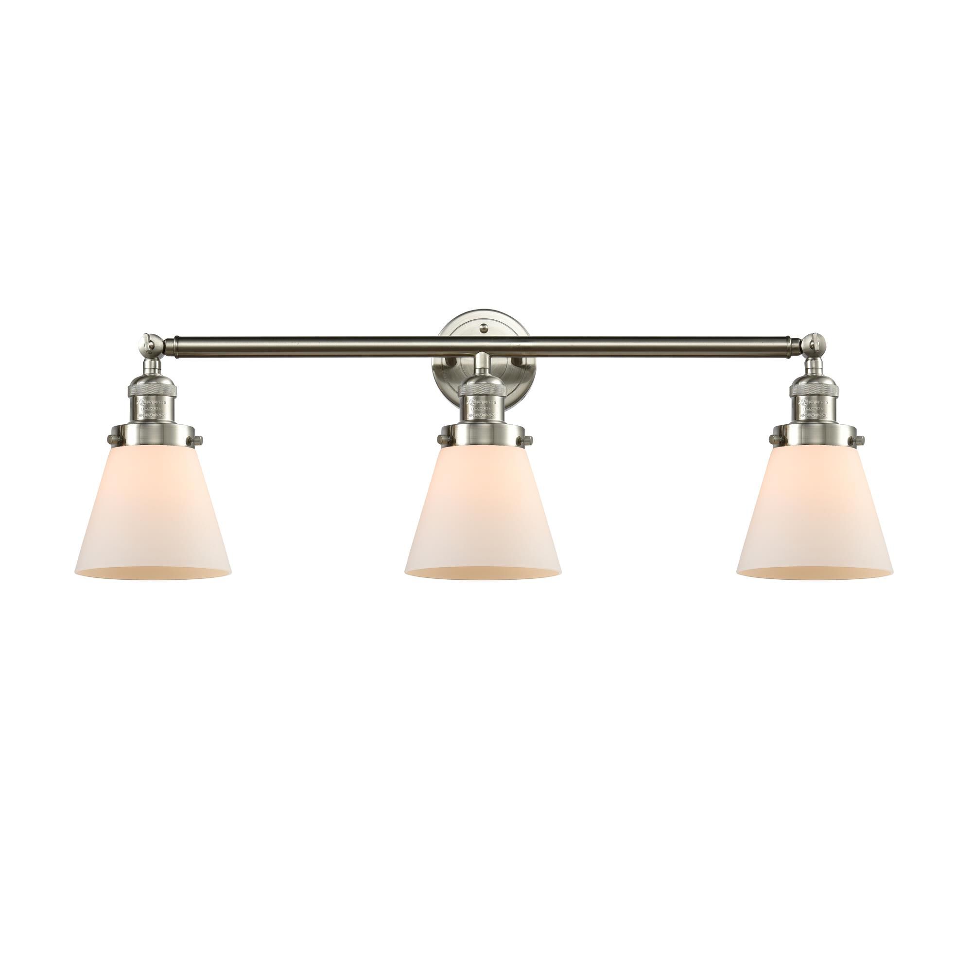 Shown in Brushed Satin Nickel finish and Matte White Cased glass