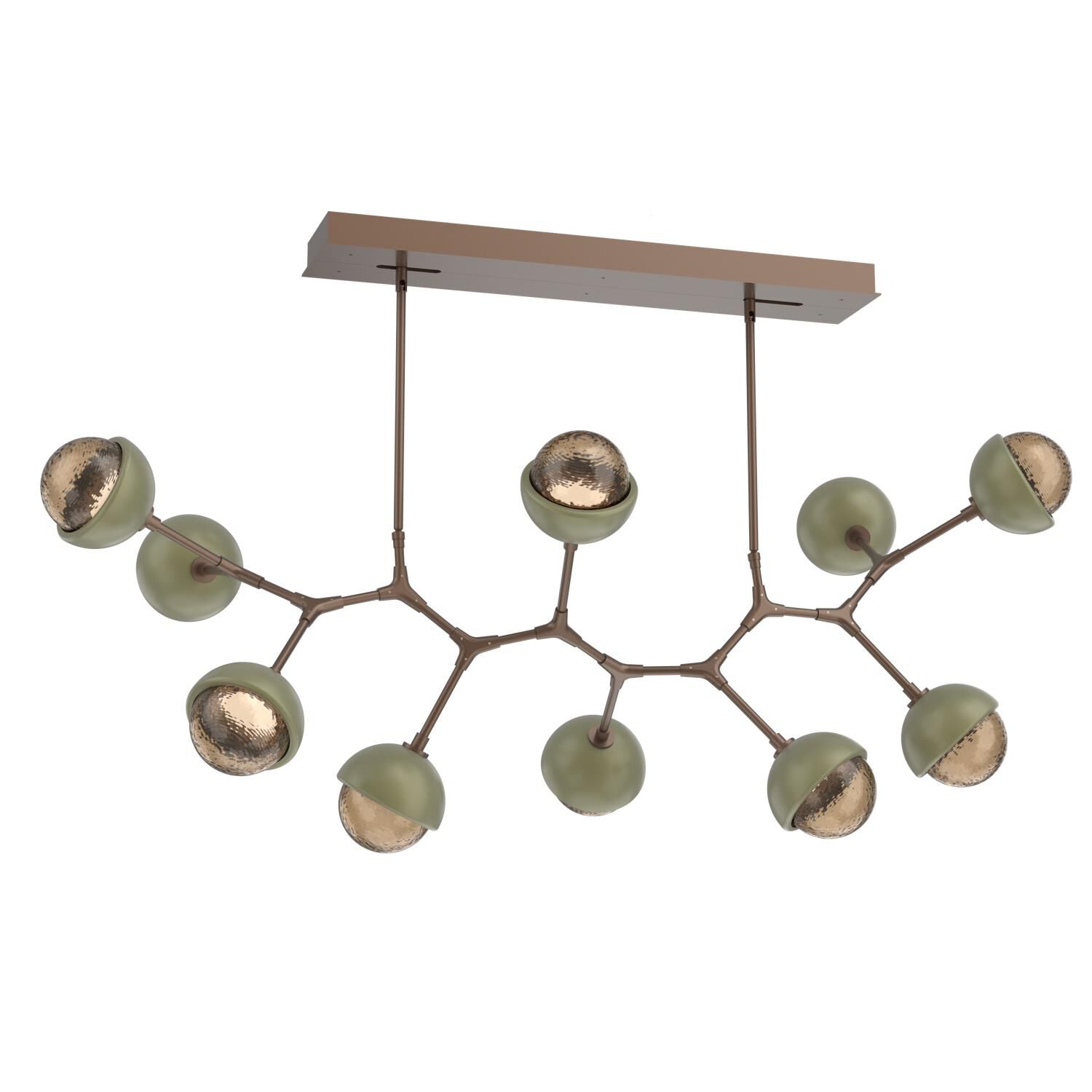 Shown in Burnished Bronze finish and Bronze glass and Sage Green accent