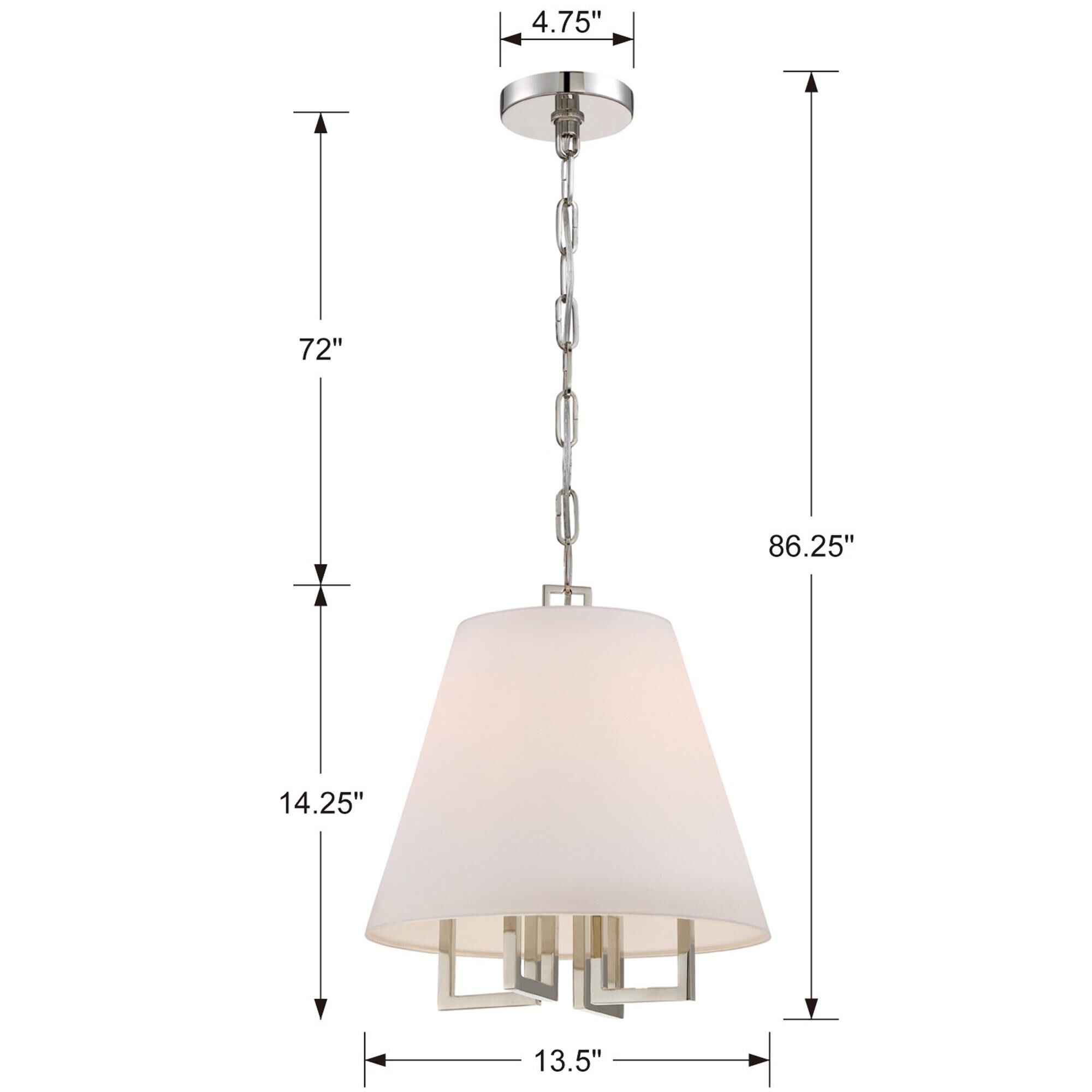 Shown in Polished Nickel finish and Silk glass and White shade