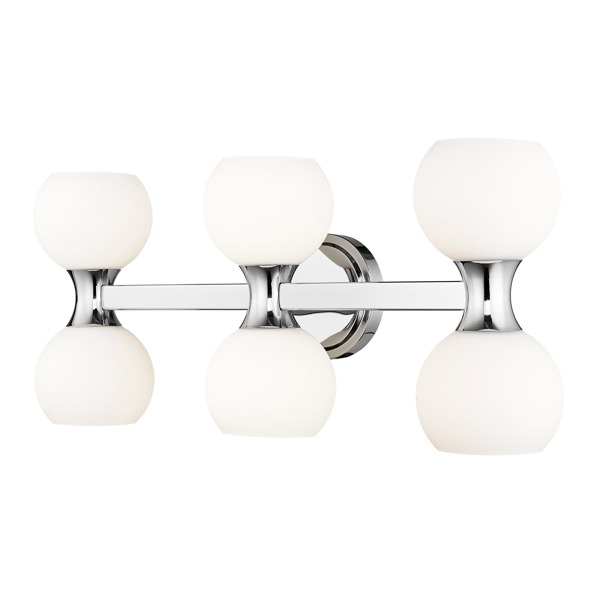 Shown in Chrome finish and Matte Opal glass