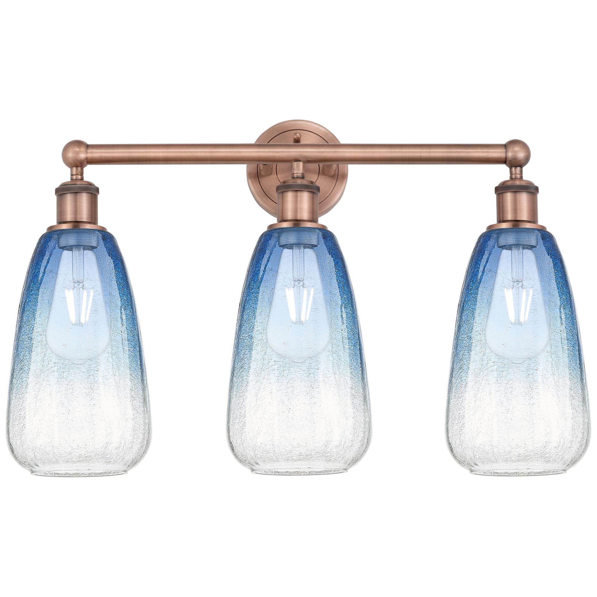 Shown in Antique Copper finish and Sapphire Blue glass