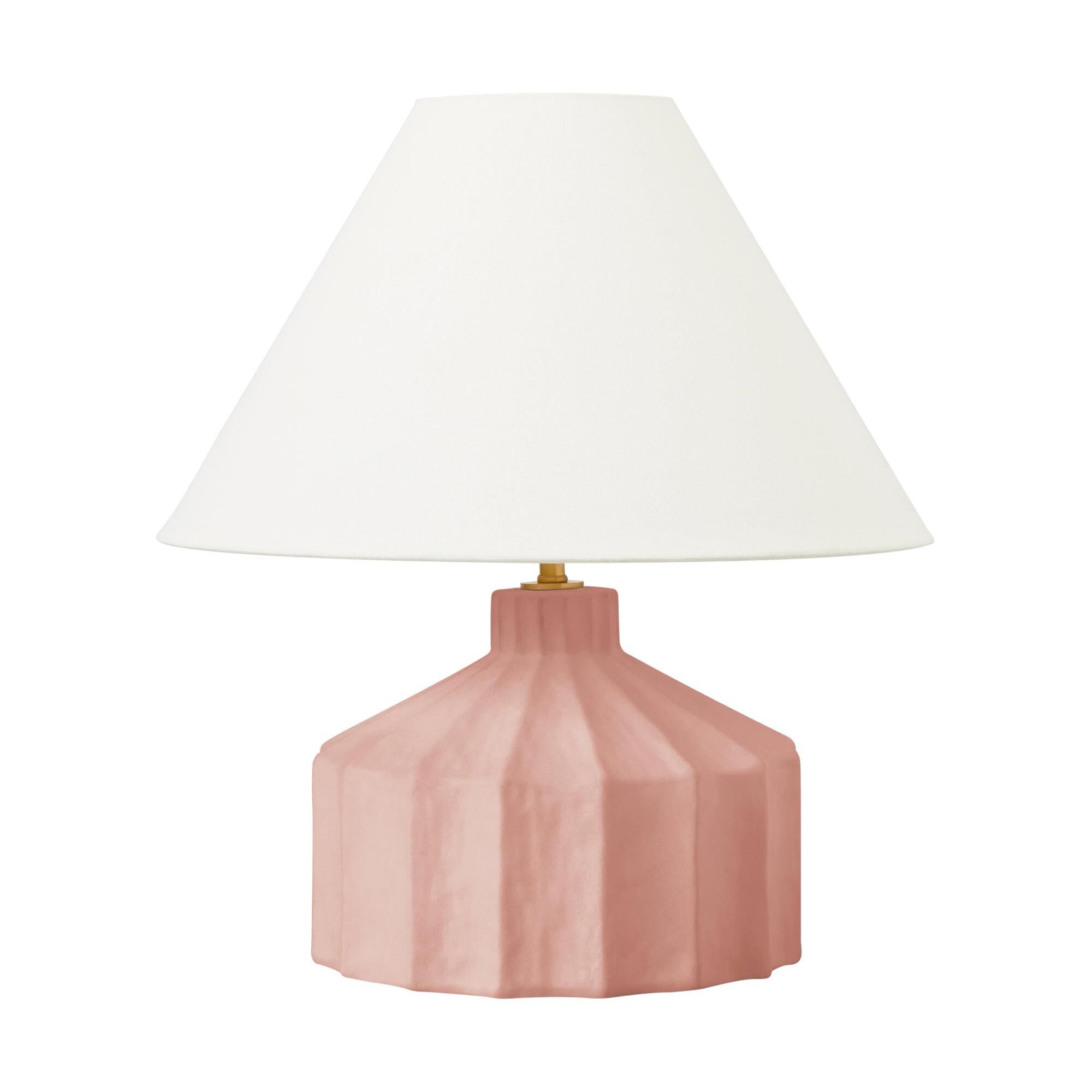Shown in Dusty Rose finish and White Linen Fabric shade