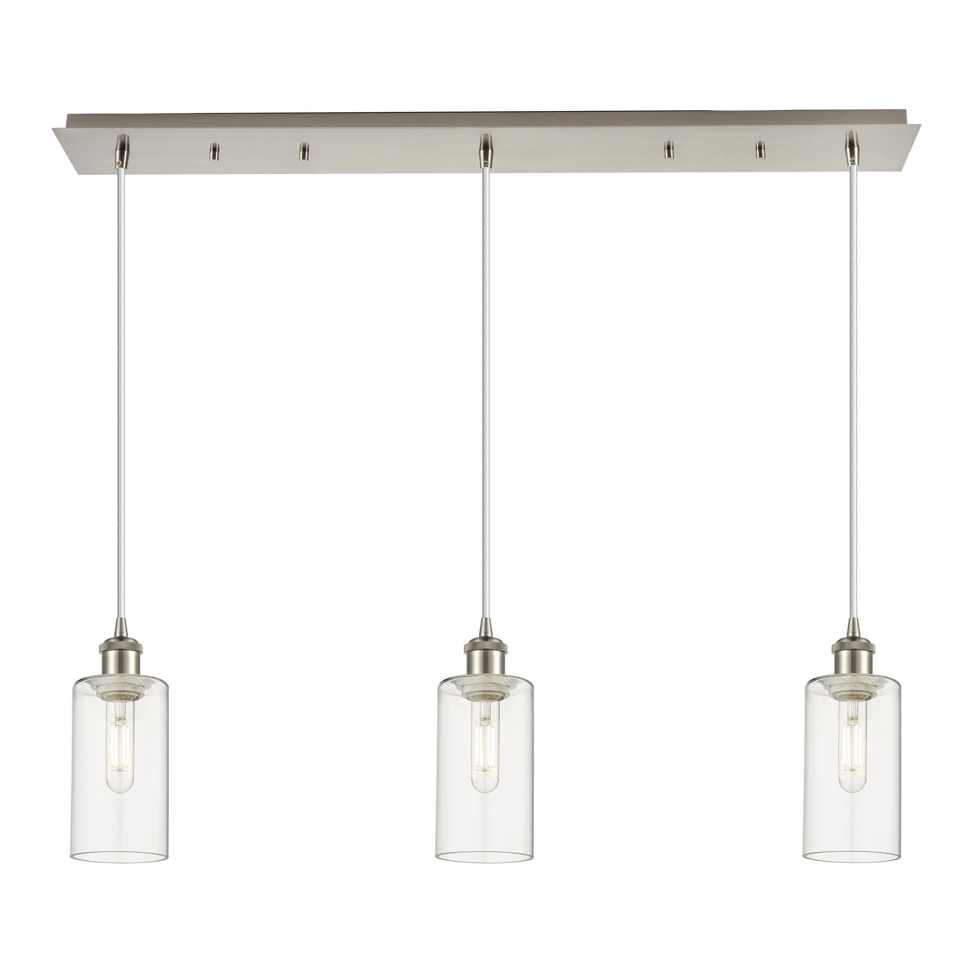 Shown in Satin Nickel finish and Clear shade
