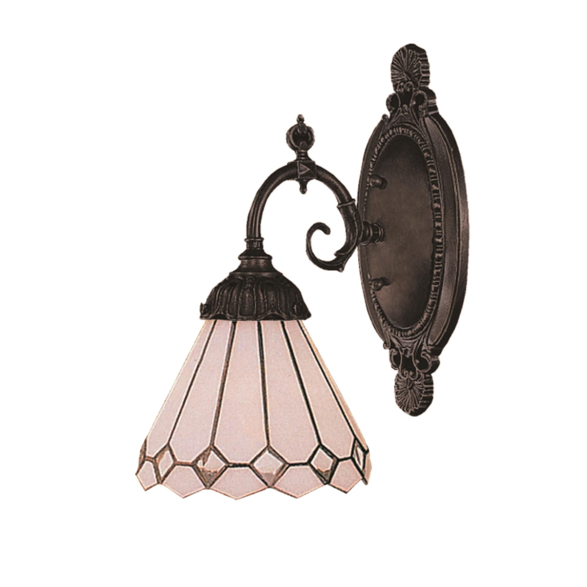 Shown in Tiffany Bronze finish and Tiffany Style glass 