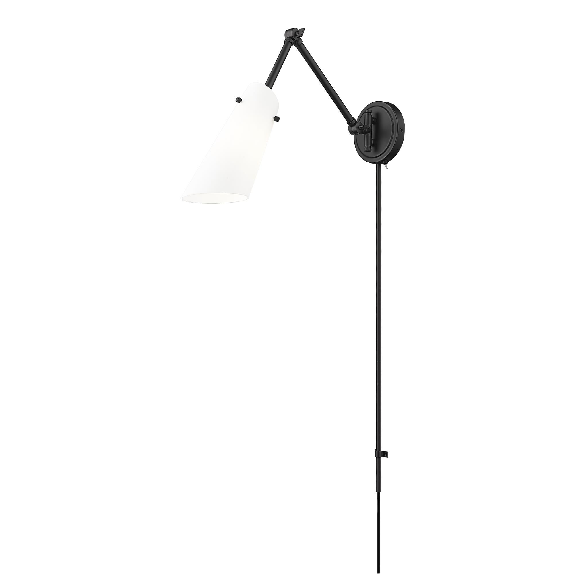 Shown in Matte Black finish and Opal glass and Opal shade