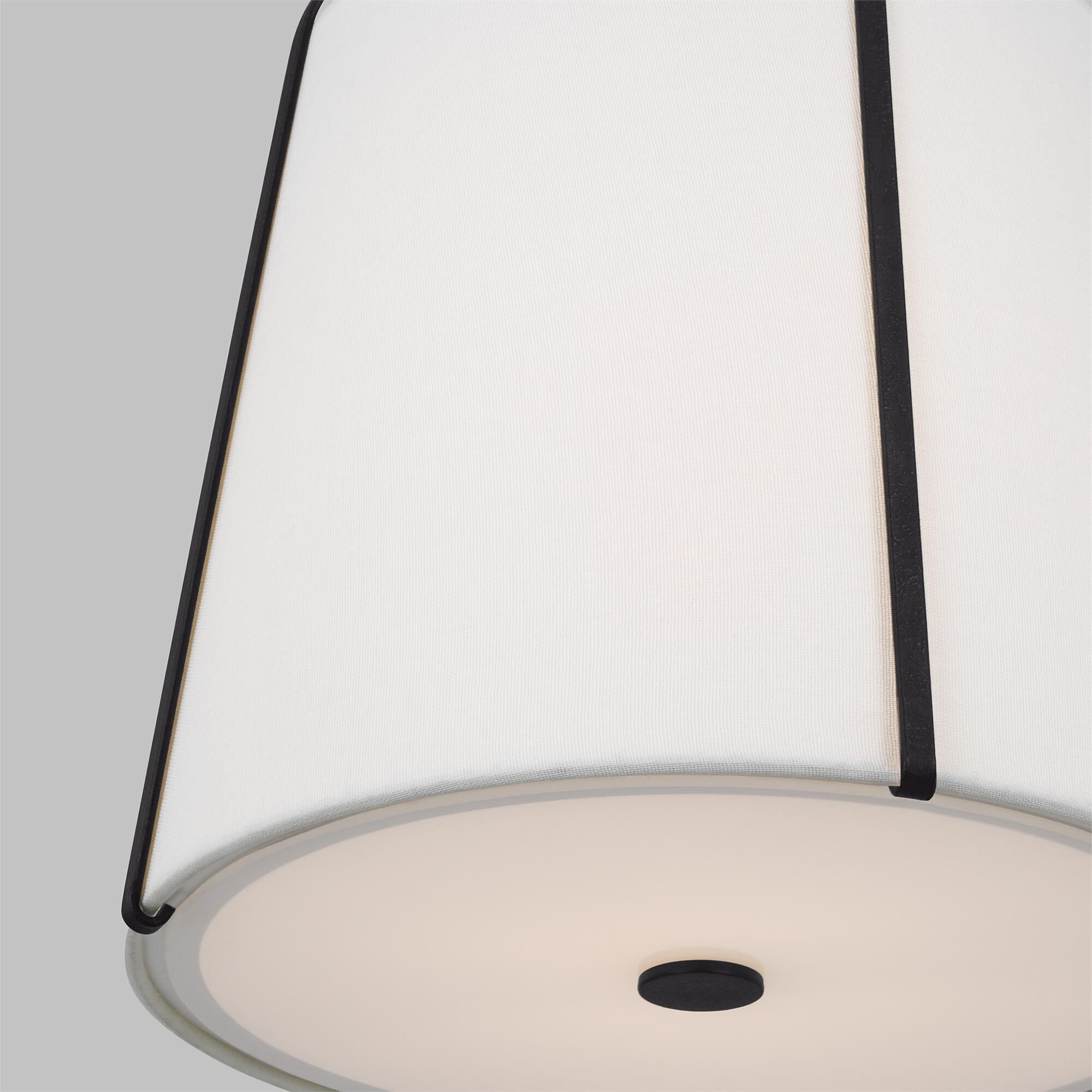 Shown in Smith Steel finish and White LinenLinen shade