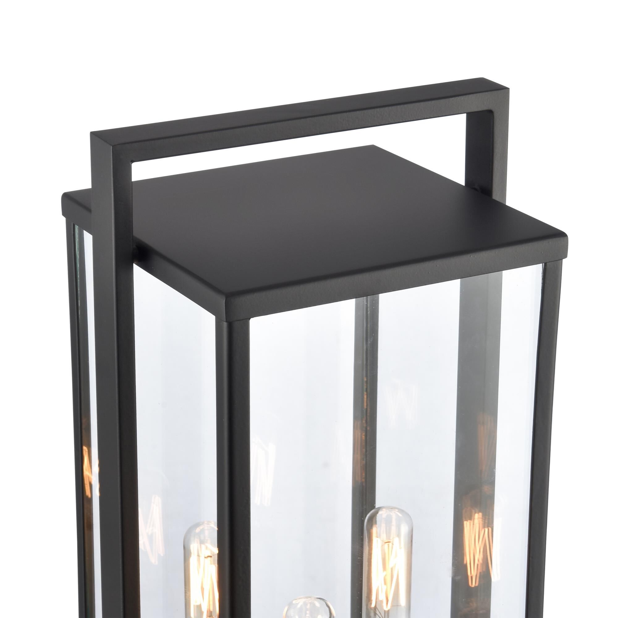Shown in Matte Black finish and Clear  Shade glass and Clear Glass shade