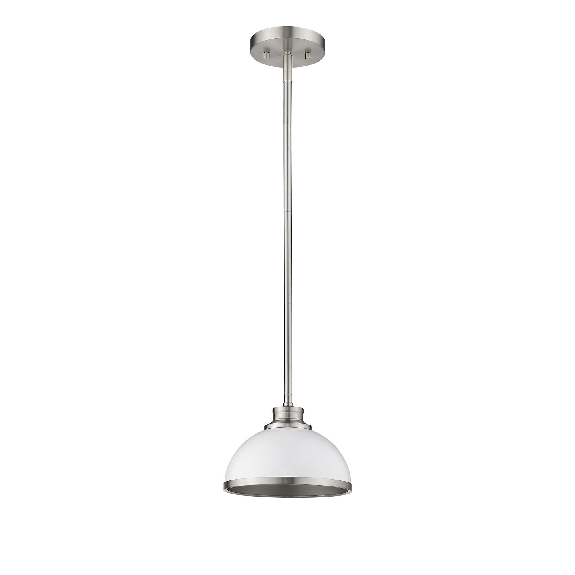Shown in Brushed Nickel finish and Steel glass and Steel shade
