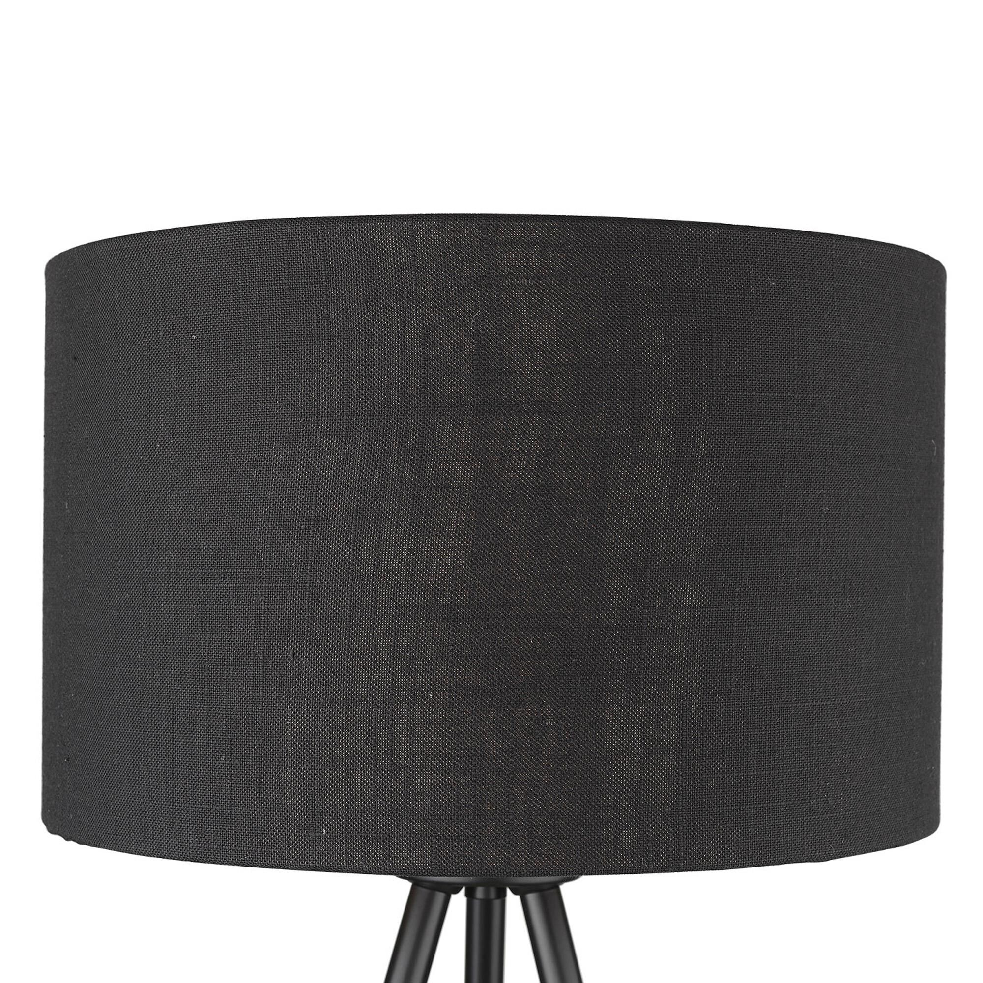 Shown in Matte Black finish and Black glass and Black Fabric Drum  W/ Copper Interior shade
