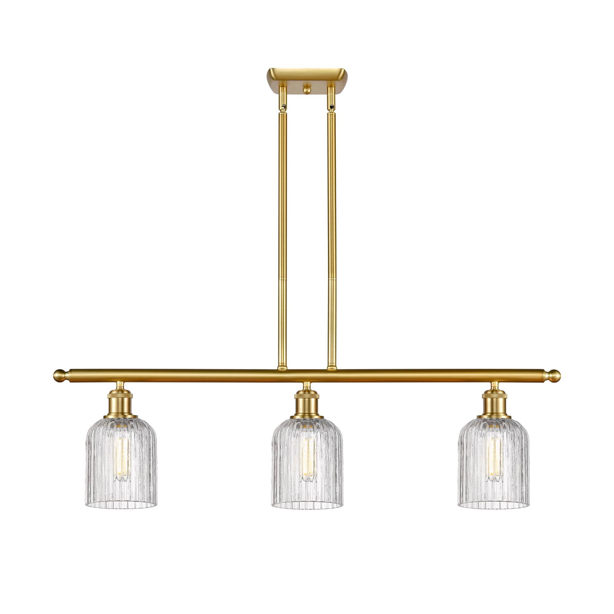 Shown in Satin Gold finish and Clear glass