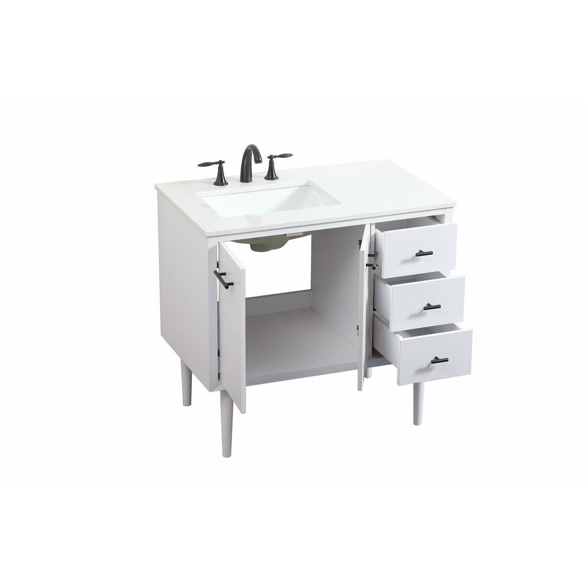 Shown in White finish and No Backsplash accent