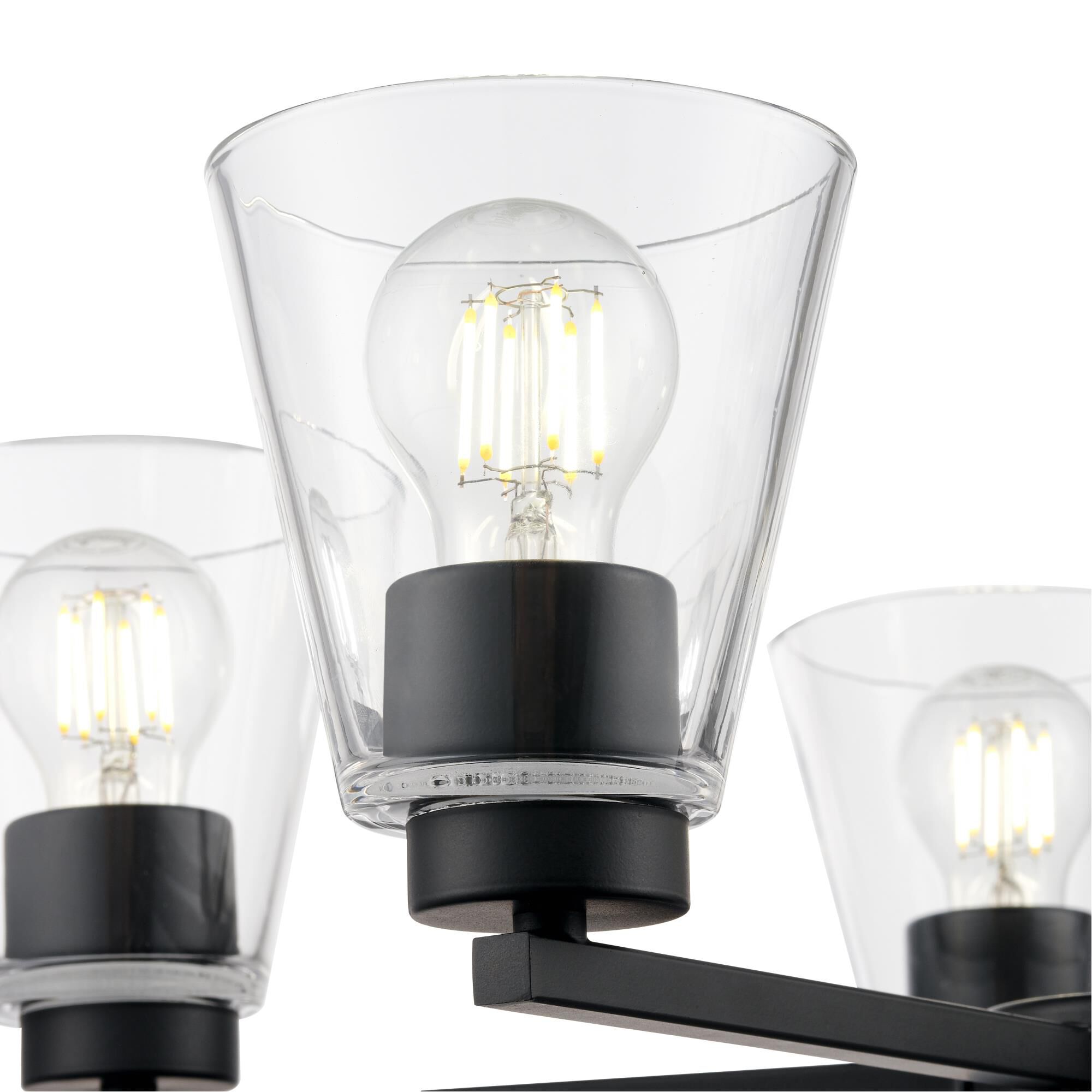 Shown in Matte Black finish and Clear glass