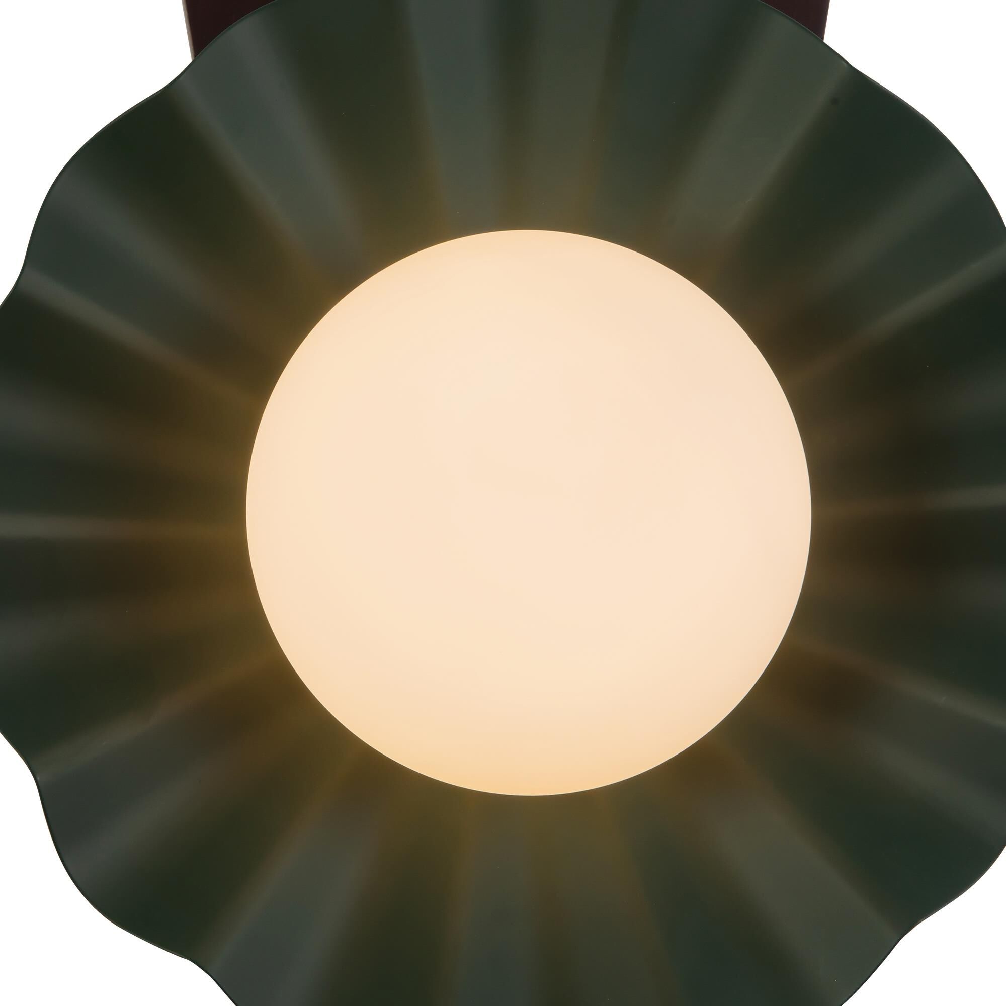 Shown in Pine Green finish and Matte Opal glass