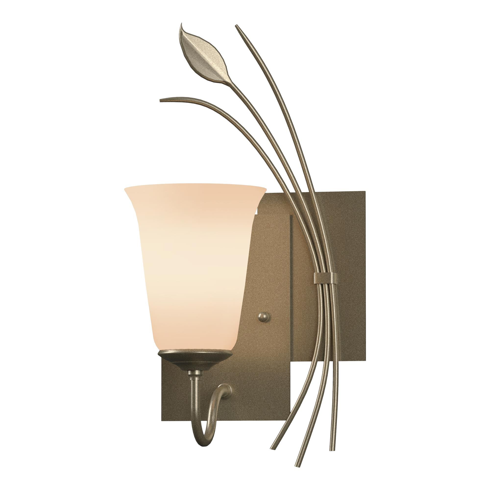 Shown in Soft Gold finish and Opal  glass and Orientation: Right accent