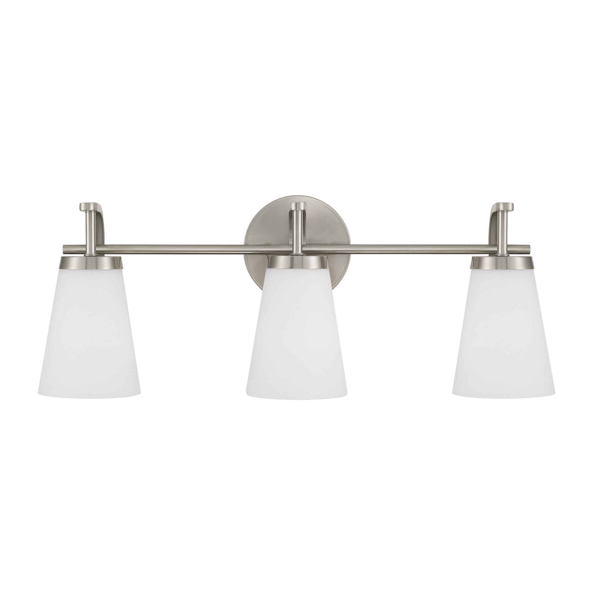 Shown in Brushed Nickel finish and Soft White glass