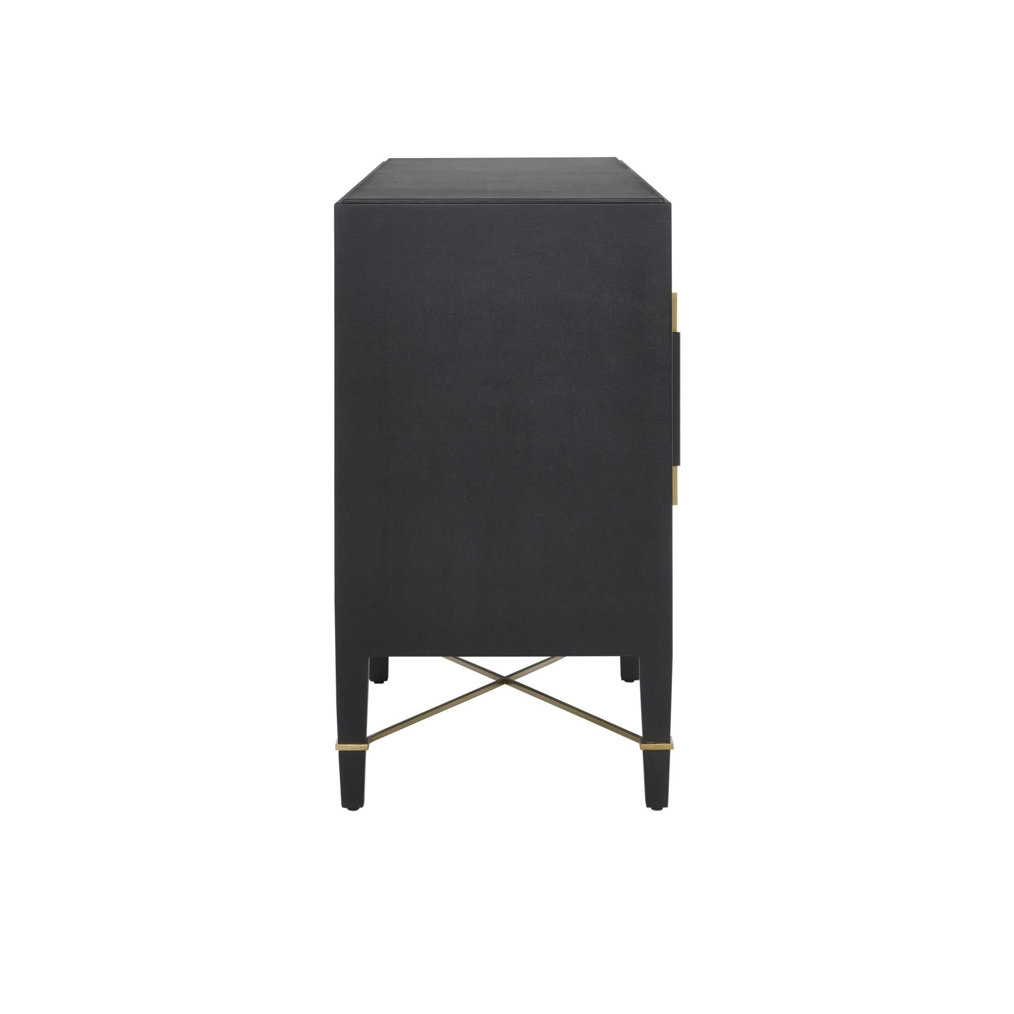 Shown in Black Lacquered Linen-Champagne Stretchers-Linen finish