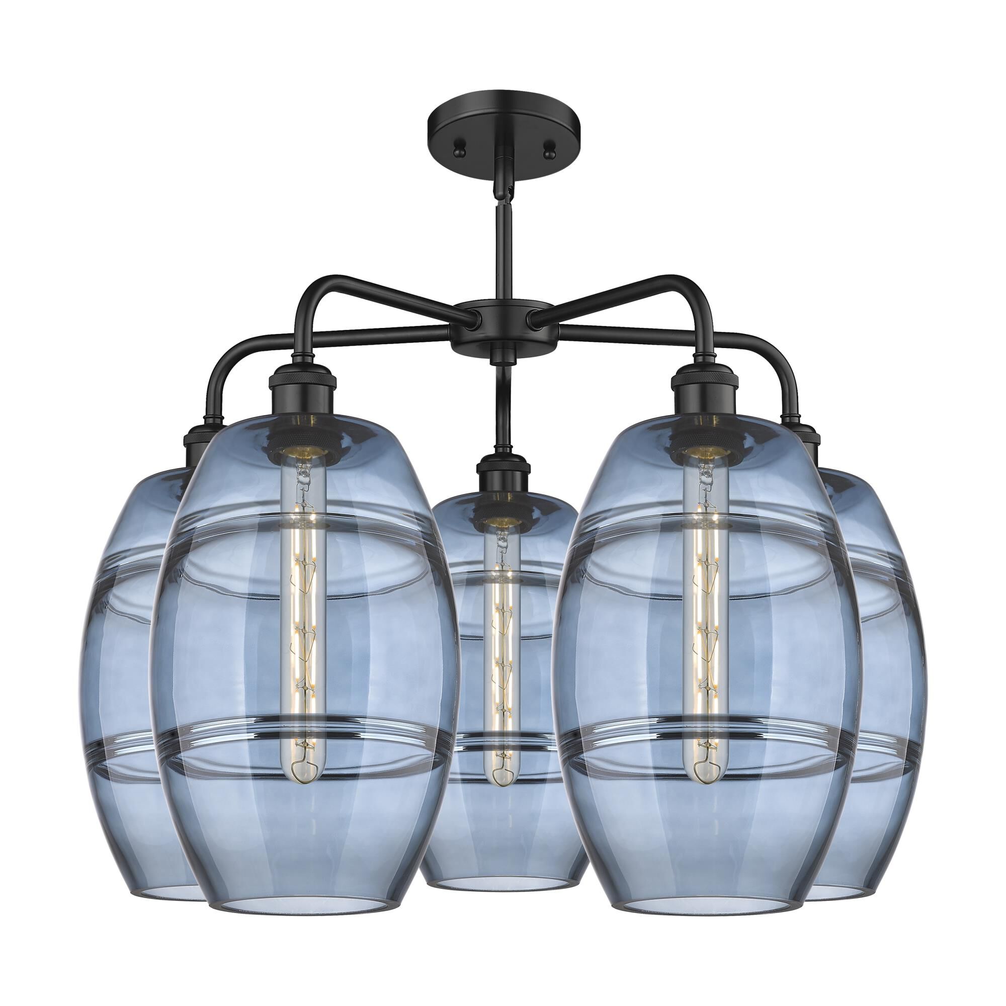 Shown in Matte Black finish and Princess Blue glass