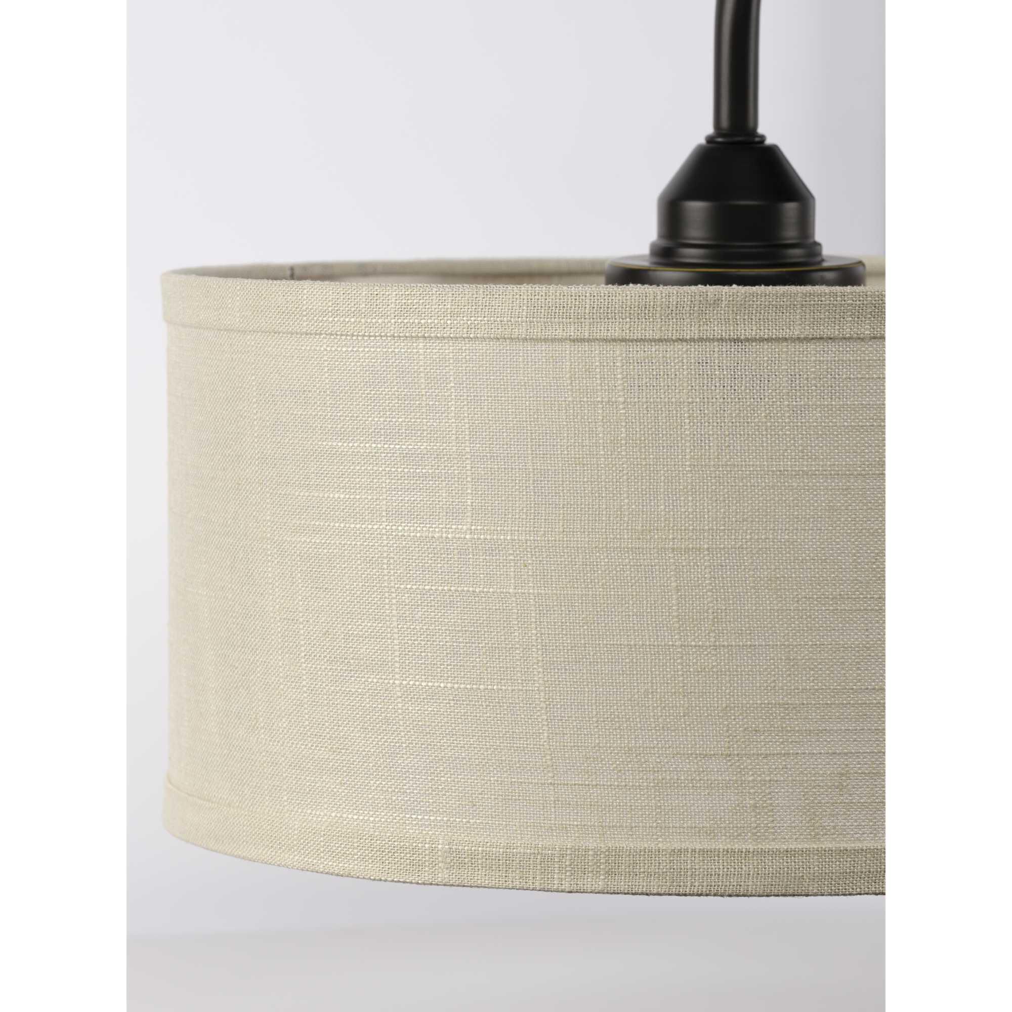 Shown in Antique Bronze finish and Harvest Linen Shade glass