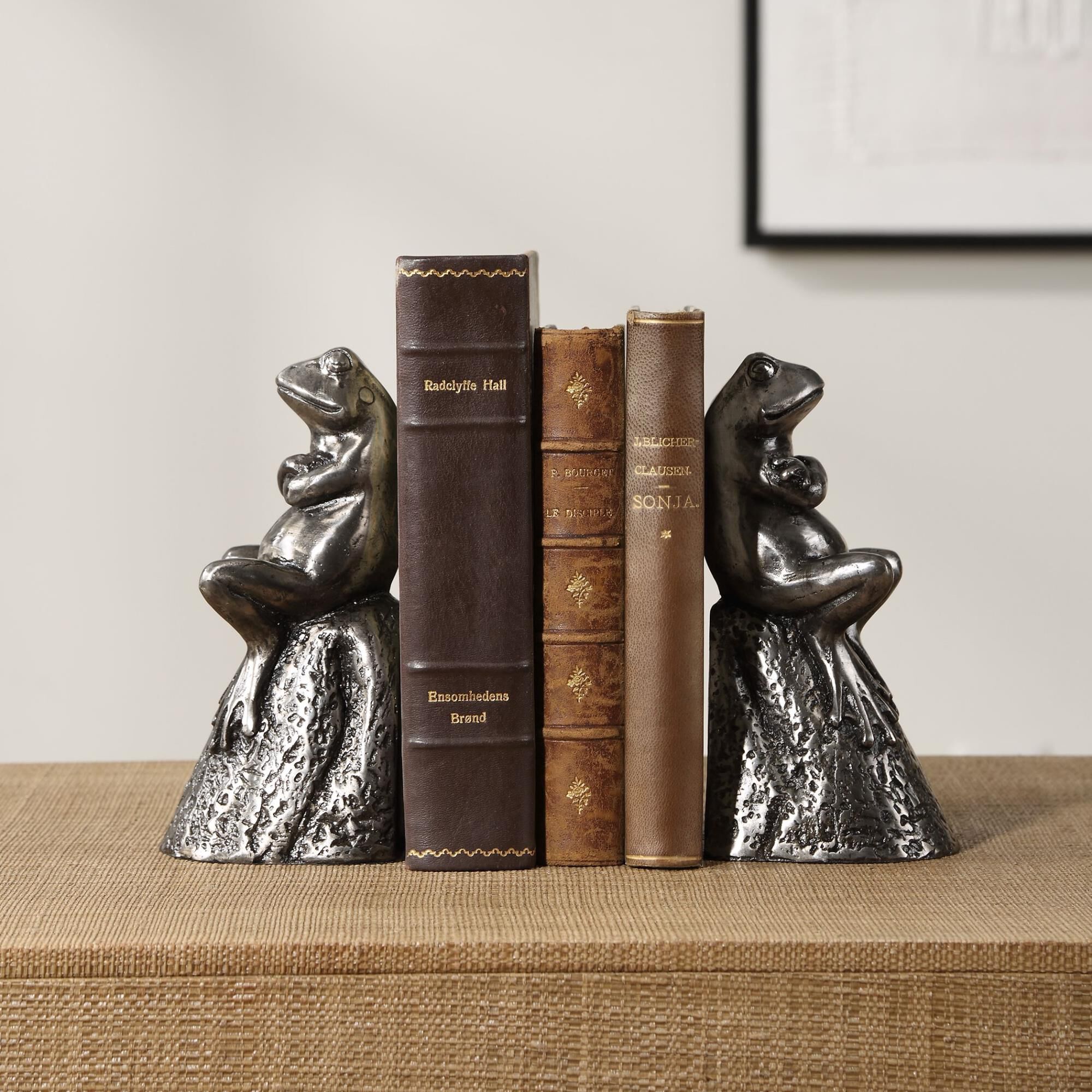 Shown in Add A Touch Of Whimsy And Elegance To Your Bookshelf With Our Daydreaming Frog Bookends. Crafted Wit finish
