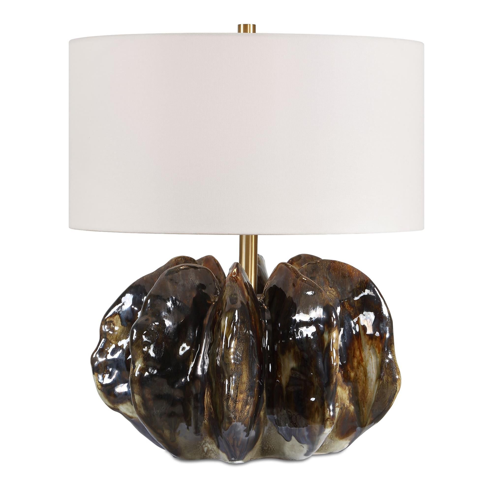 Shown in Black, Bronze, Brown finish and Round Drum Hardback shade
